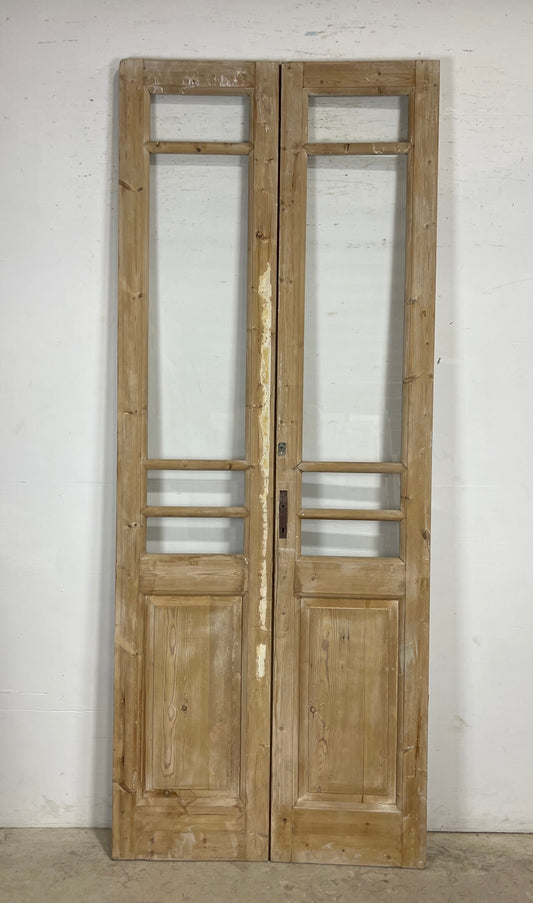 Antique  French Panel Doors with glass (101.75x40)   M112