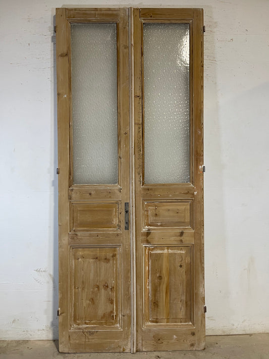 Antique French panel doors with glass (102x44) L188