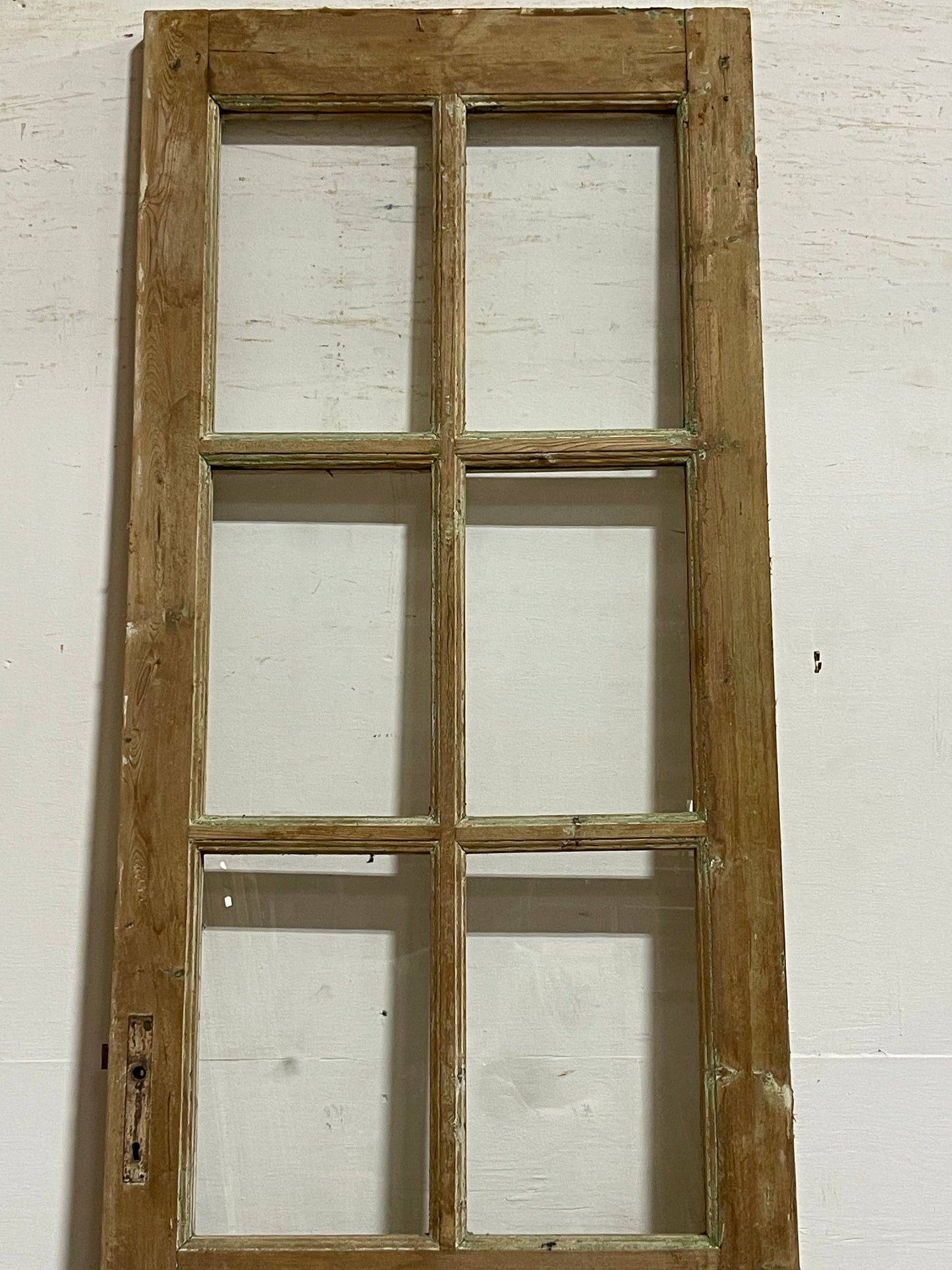 Antique French Panel Door with Glass (93x26.5) K321