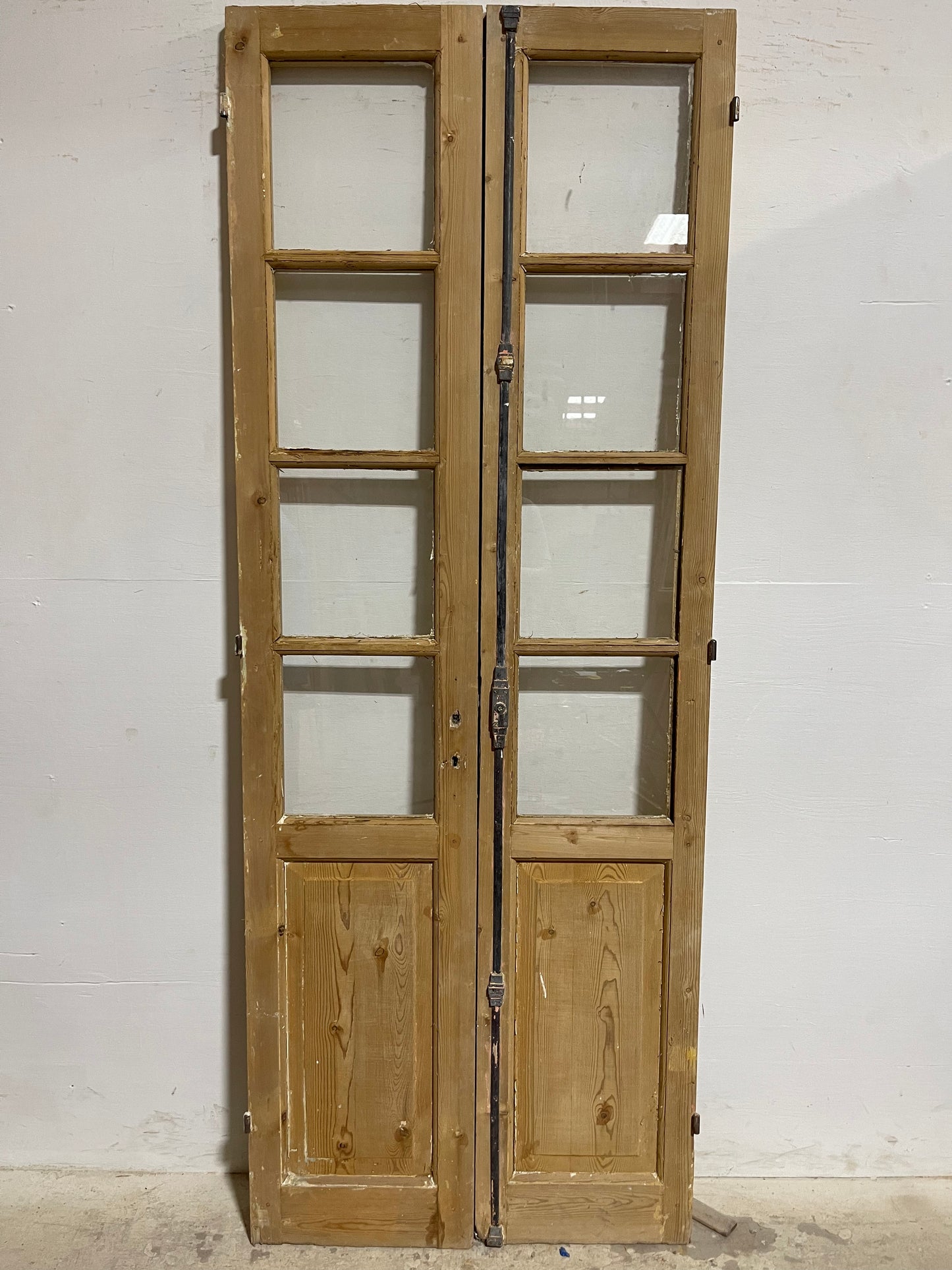 Antique French Panel Doors withg Glass (85x32) J327