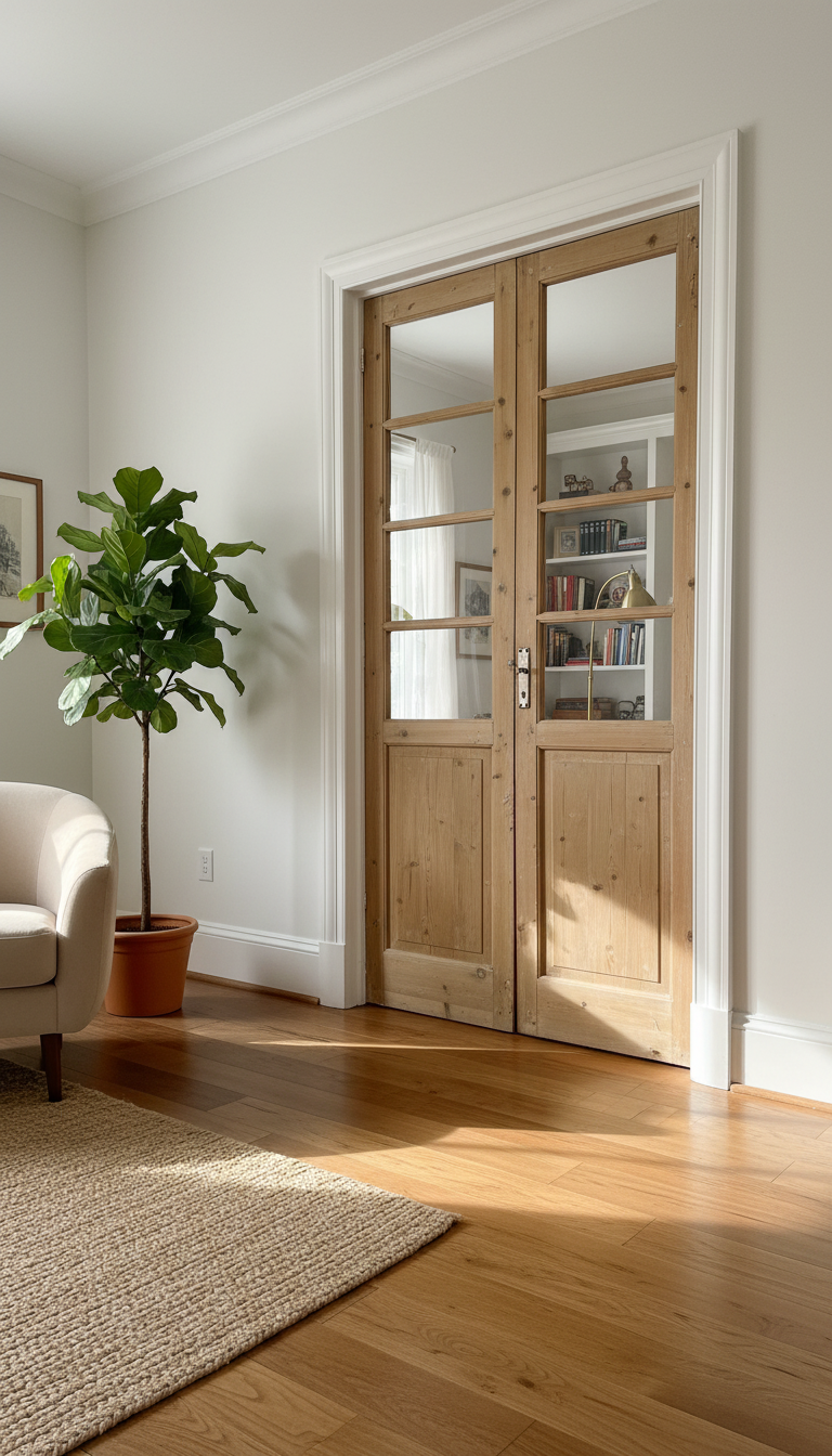 Antique French panel doors with Glass (86x43.5) P152