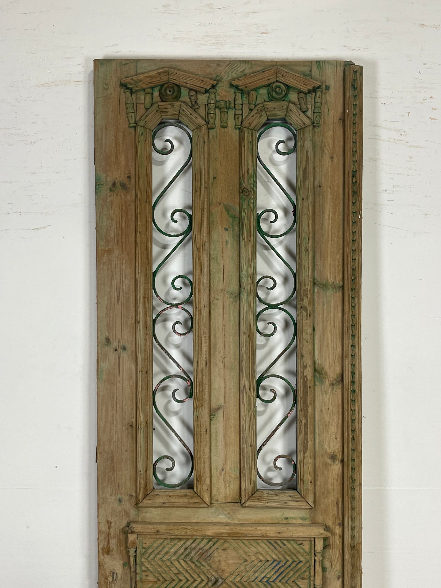 Antique French panel single door with Metal (94.75x27.75) O101