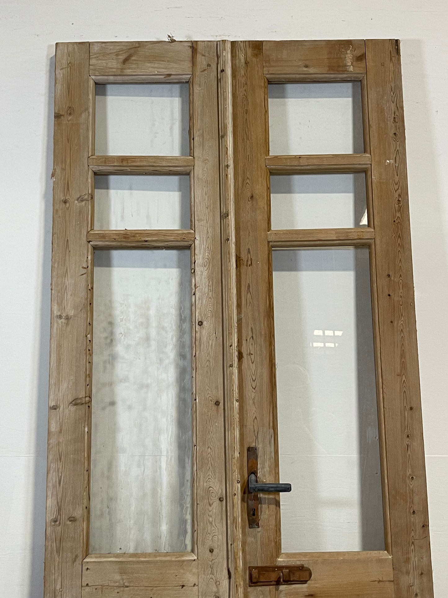 Antique French panel doors with glass (91.25x36.5) L224