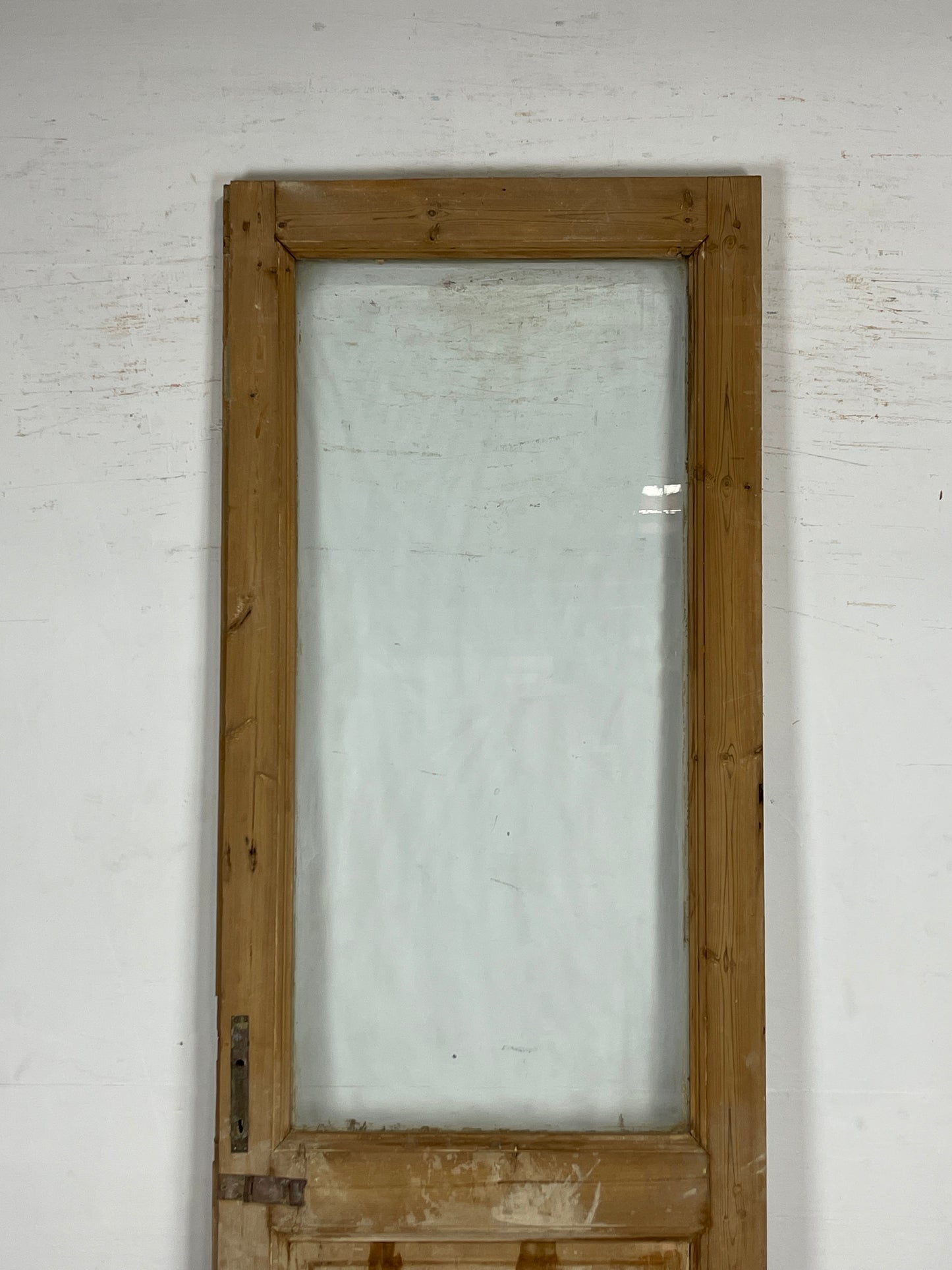 Antique French Panel Door with Glass (101 x 31) N174