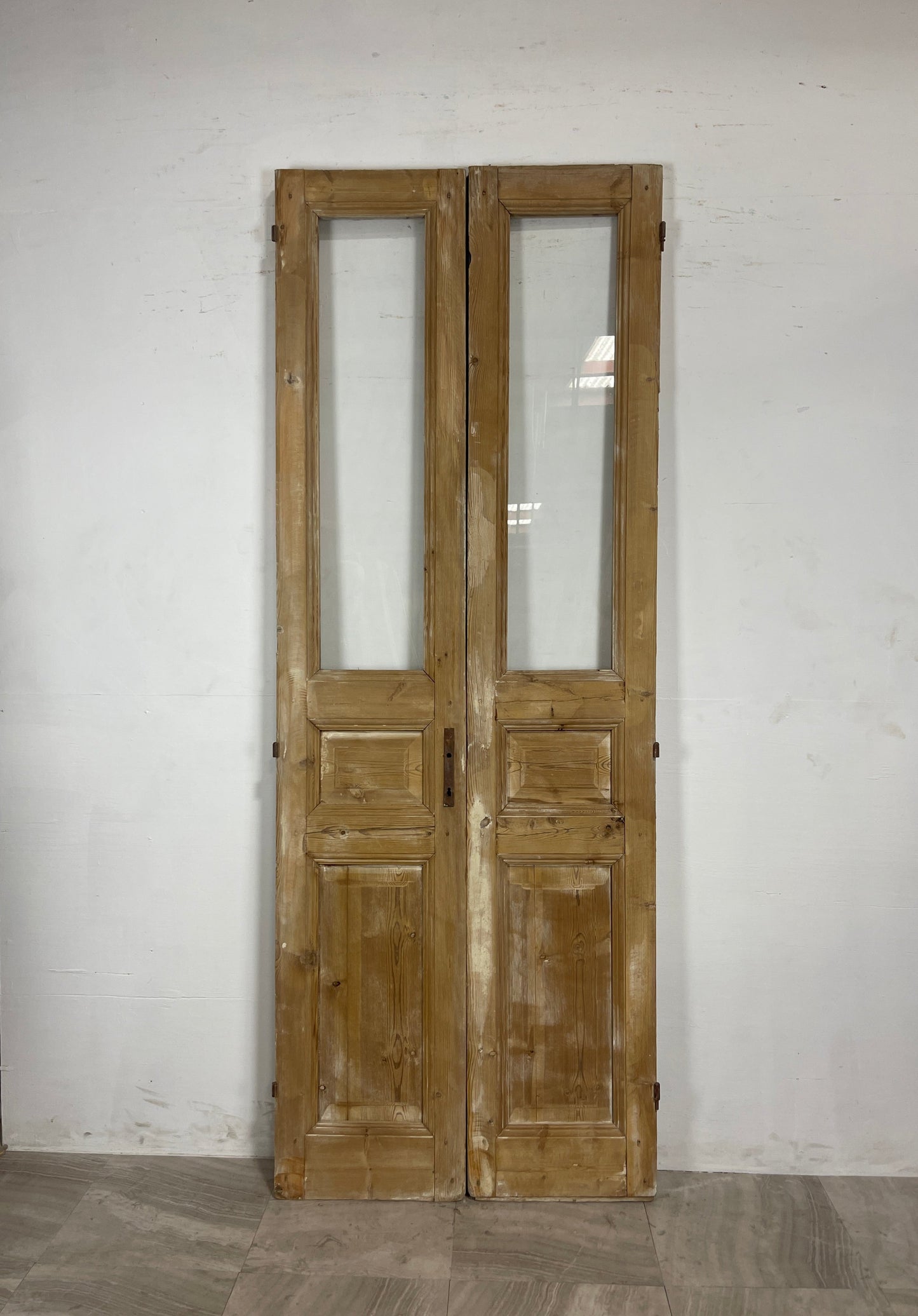Antique French Panel Doors with Glass   (98.25 x 36.75)   N027