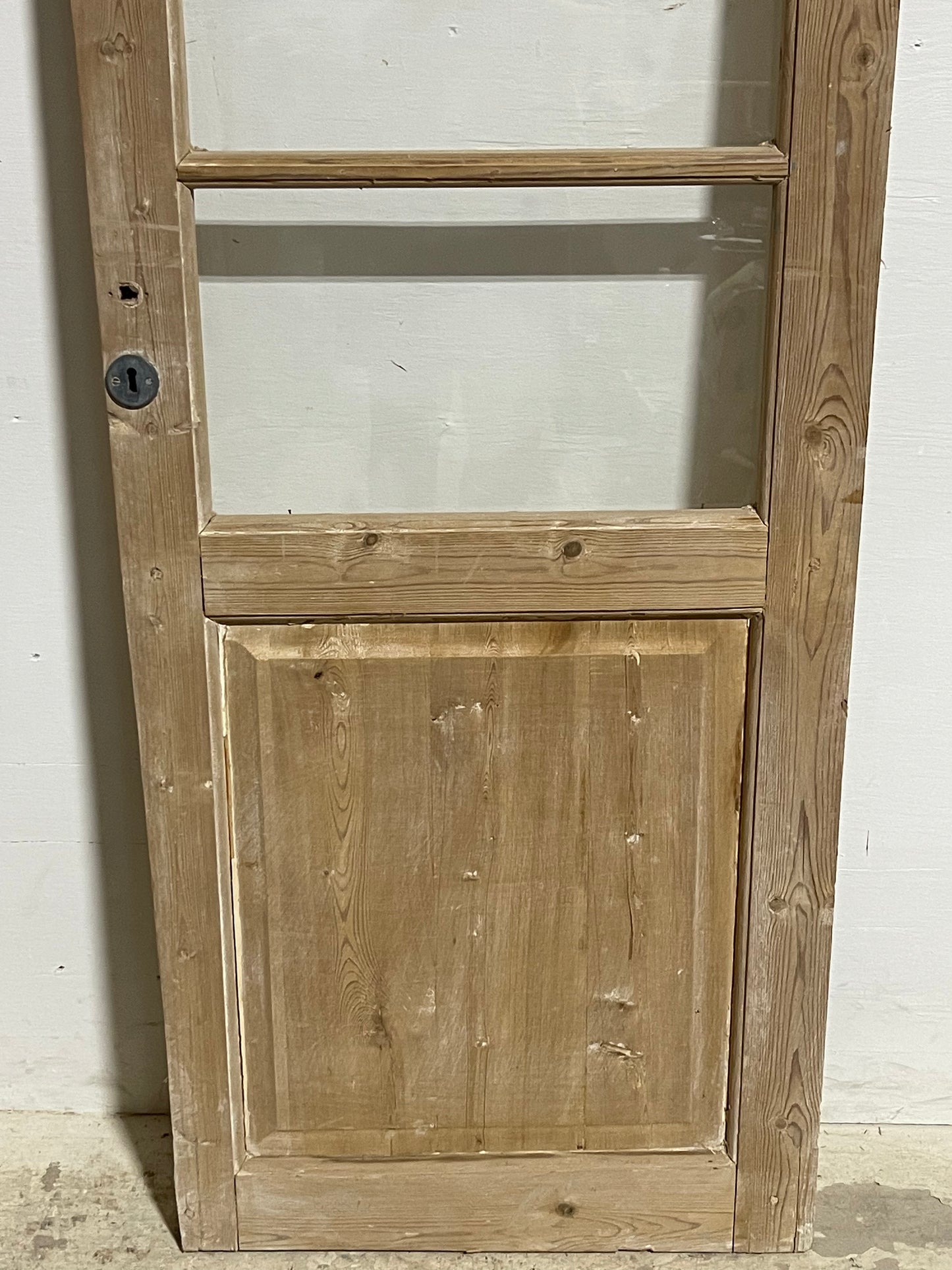 Antique French Panel Door with Glass (85.5x27.5) J901