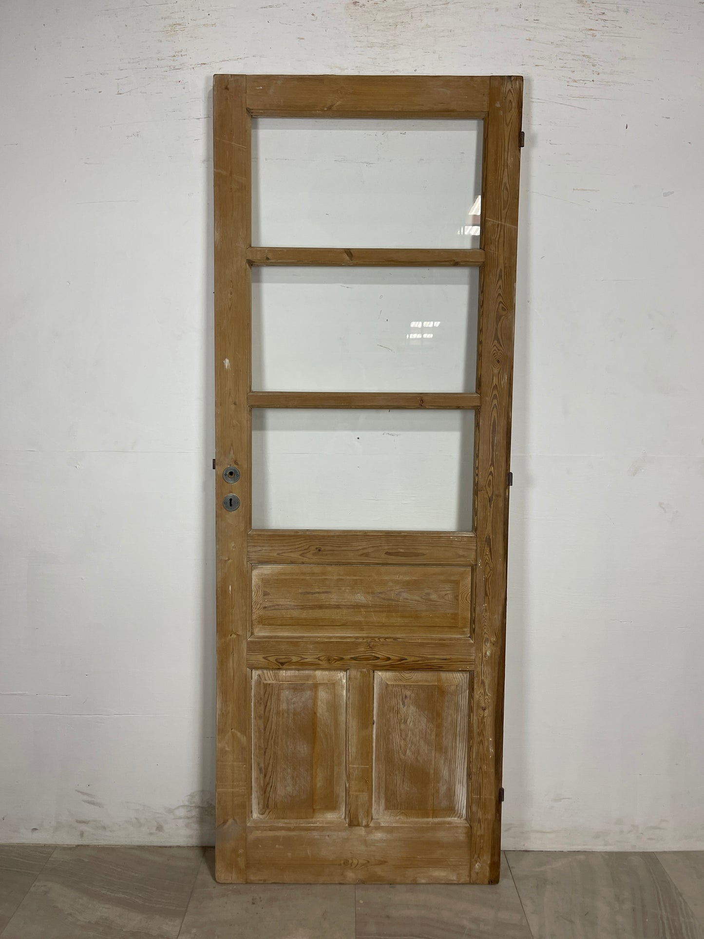 Antique French Panel Door with Glass (87.25 x 31.75) N201