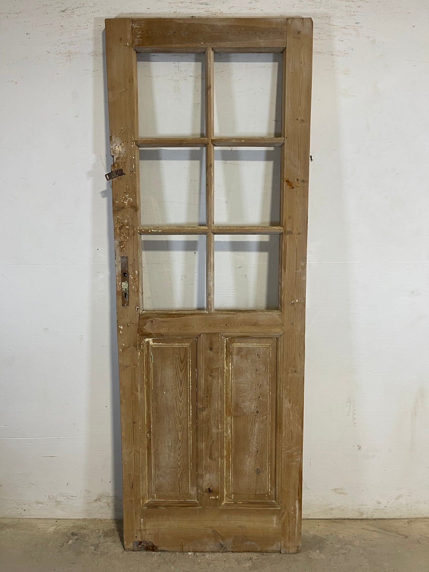 Antique French Panel Door with Glass (84x30) L143s