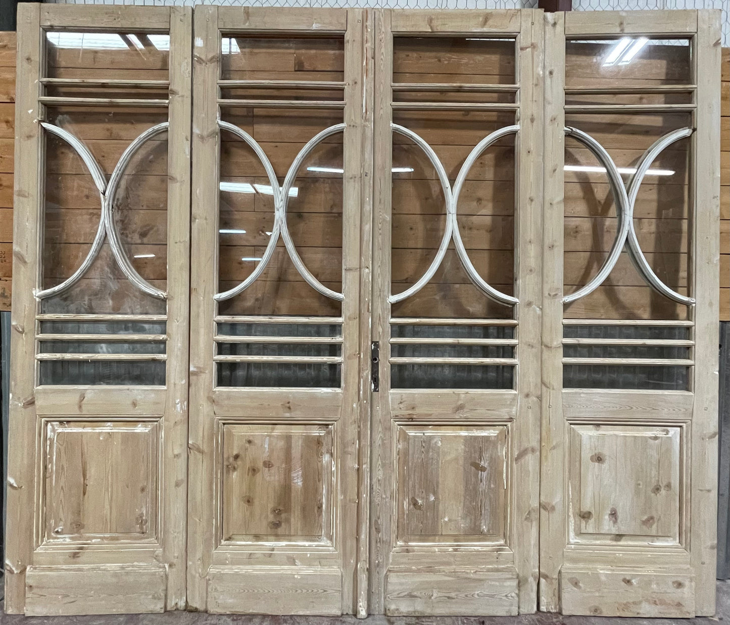 Antique French Panel Doors with glass (99.5x116) K302