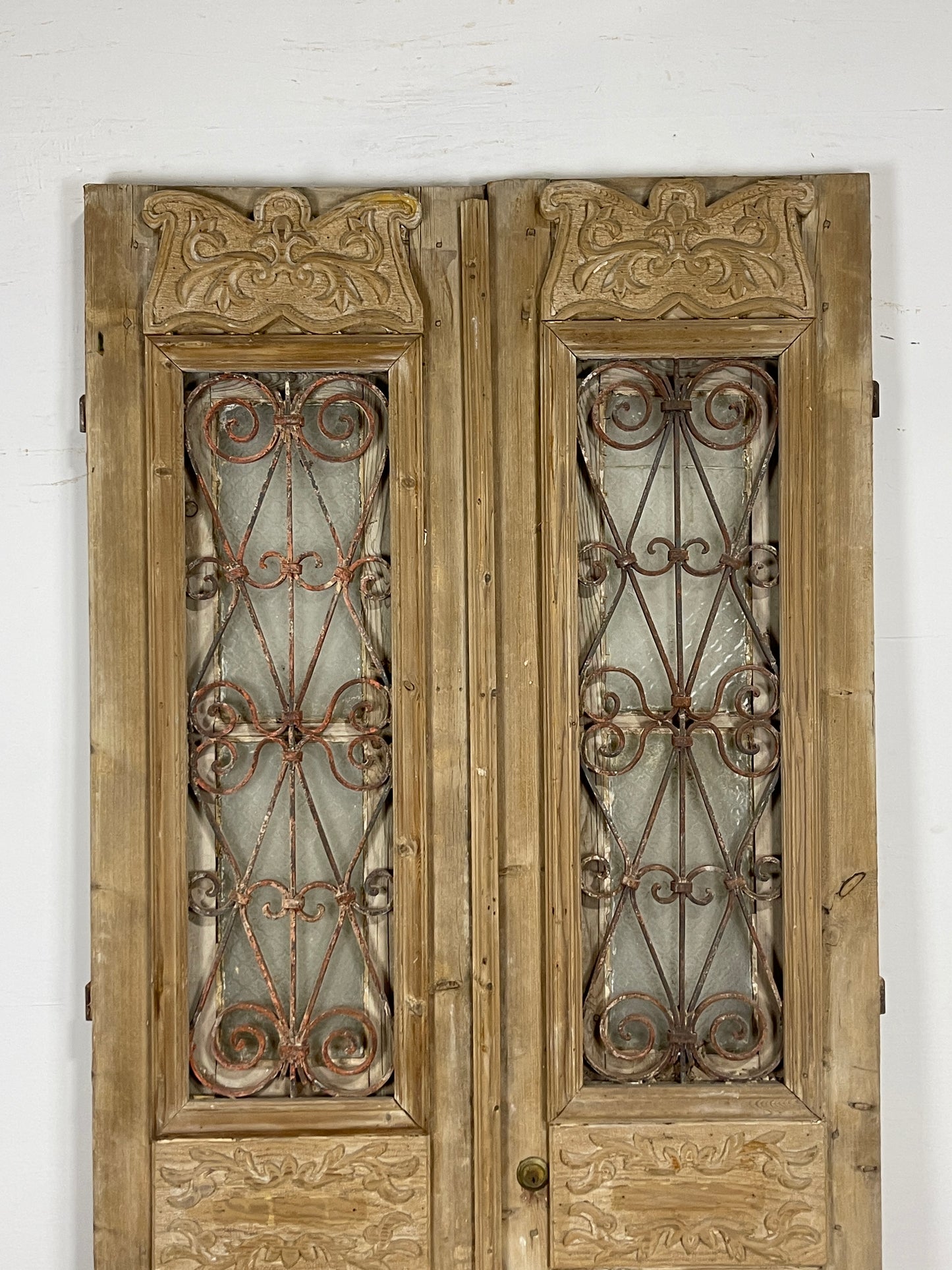 Antique French panel doors with Metal (92.25 x 41.75) O28