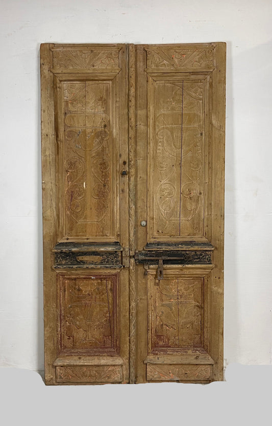 Antique  French Panel Doors with Carving  (96.25 x 52) N008