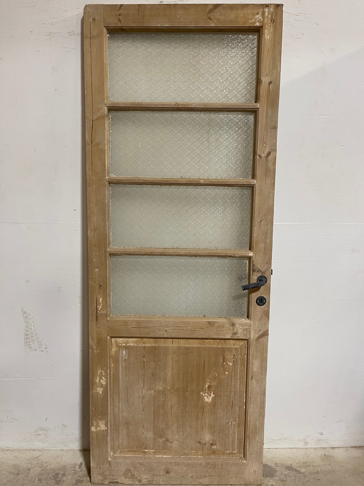 Antique French Panel Door with Glass (84x32) J919
