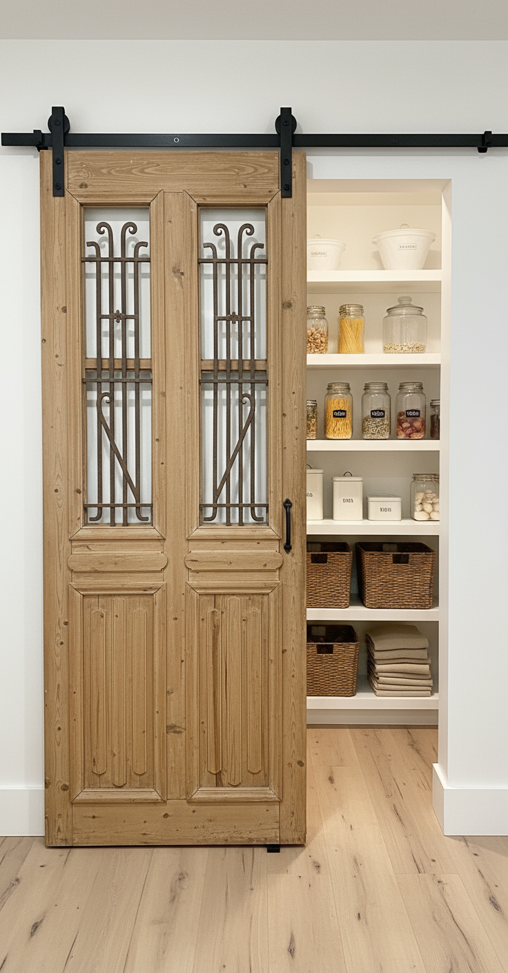 Antique French panel doors with Metal (96x41) P86