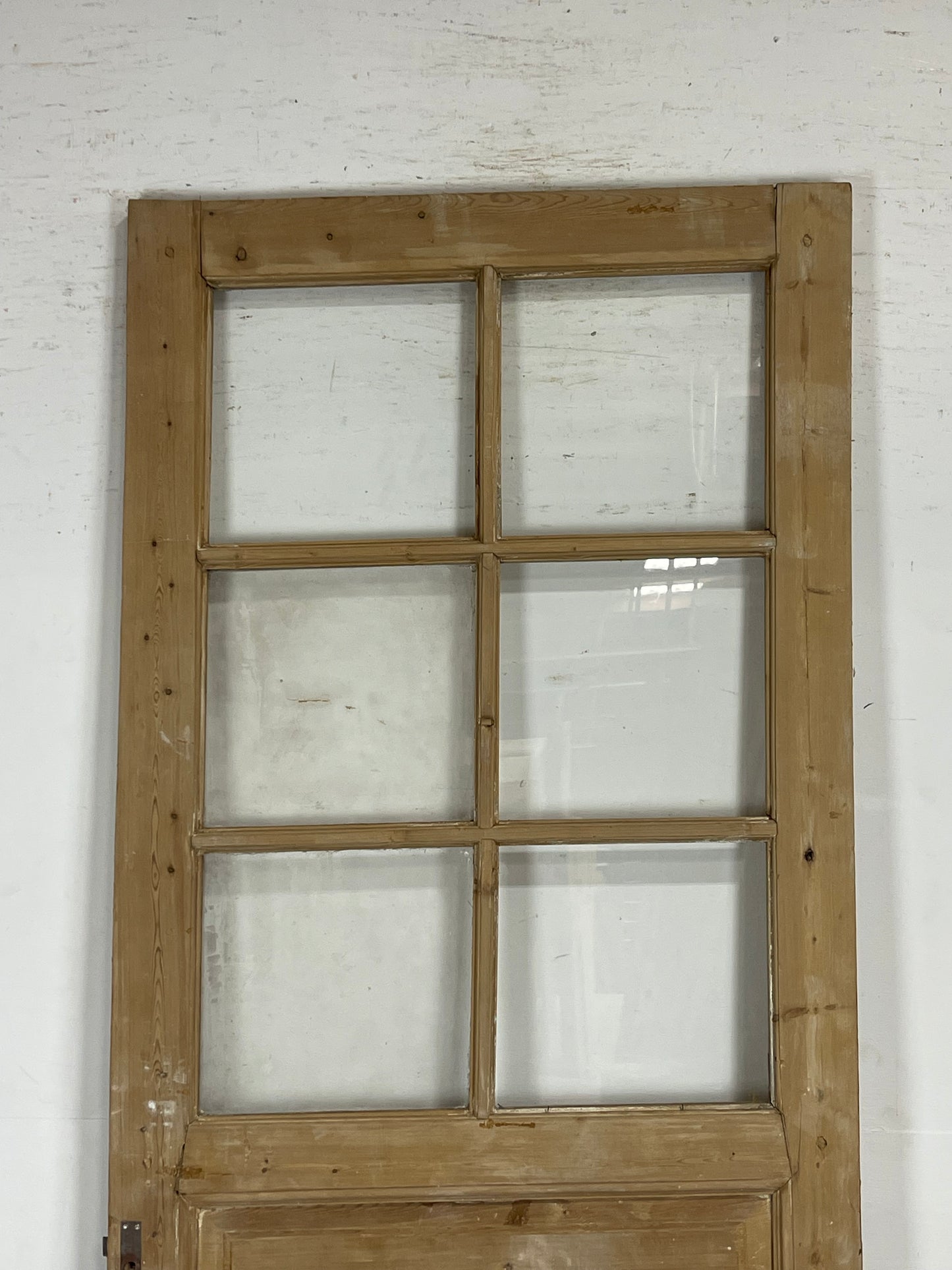 Antique French Panel Door with Glass (95.5 x 36.25) M233 funhouse door