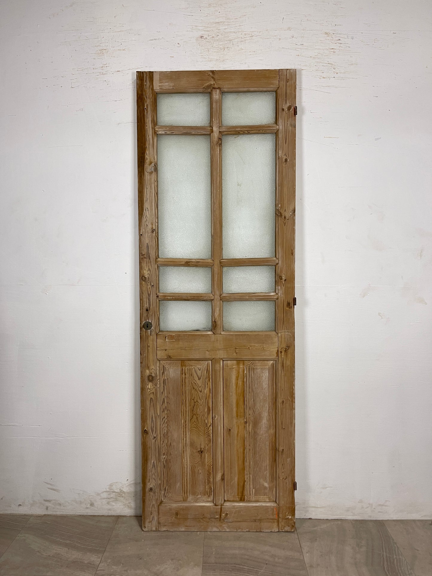 Antique French Panel Door with Glass  (88.25 x 29.75) N166