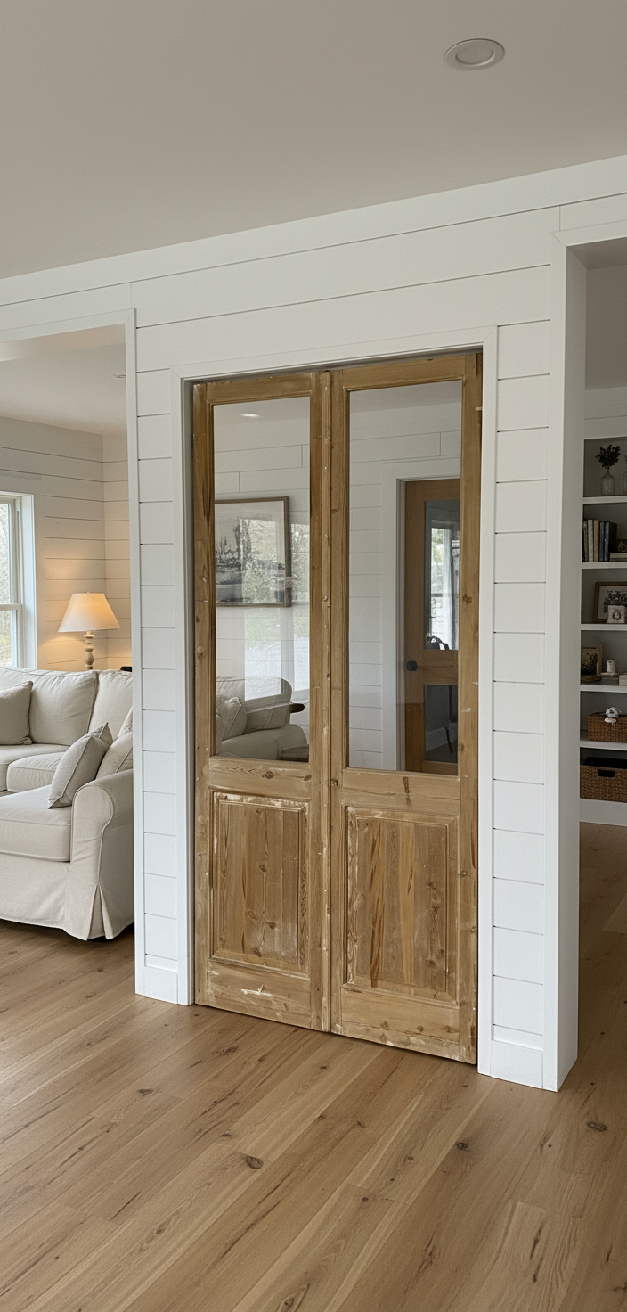 Antique French panel doors with Glass (98x46) P149