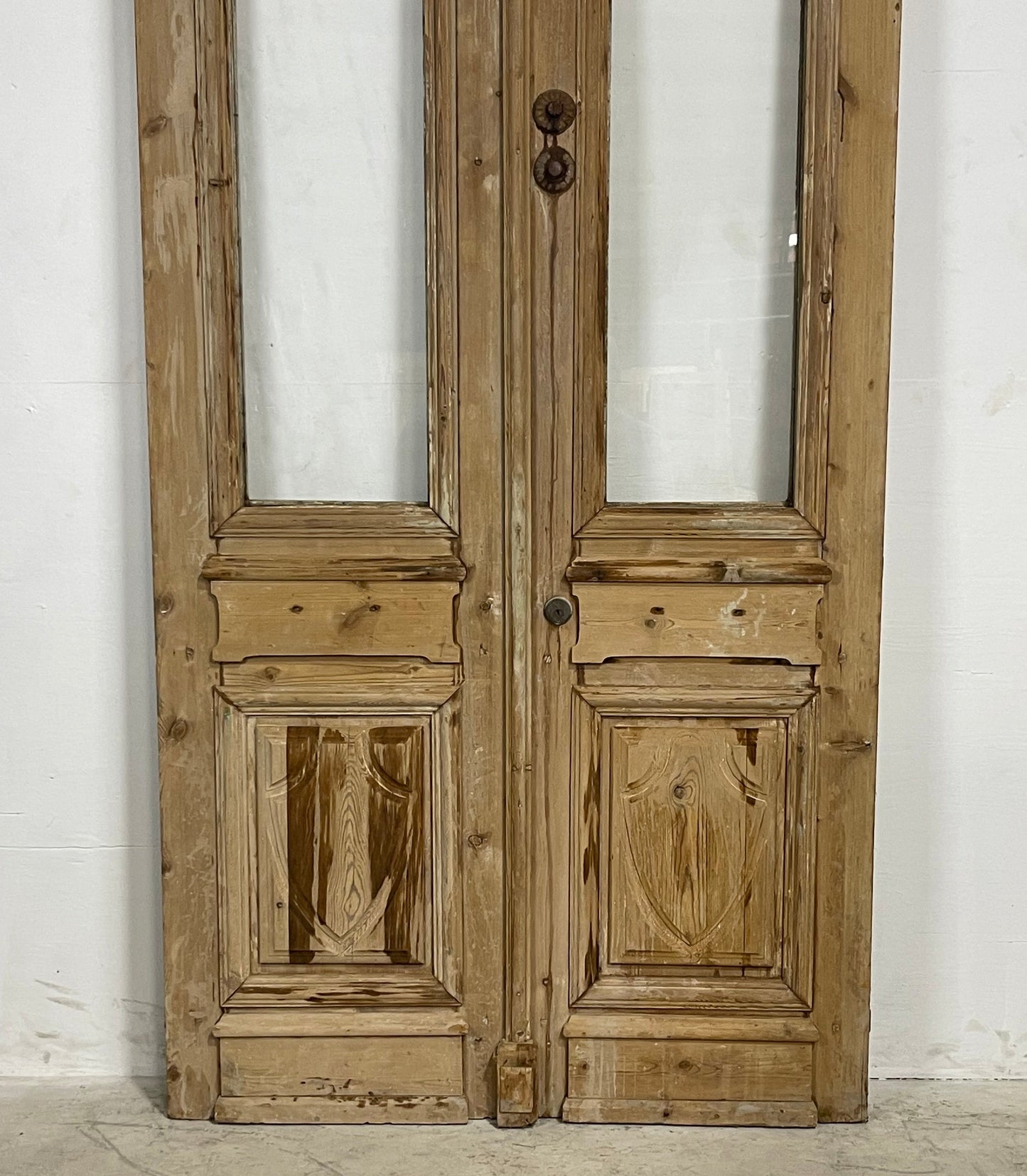 Antique French Panel Doors with glass (92.5 x 47) N017
