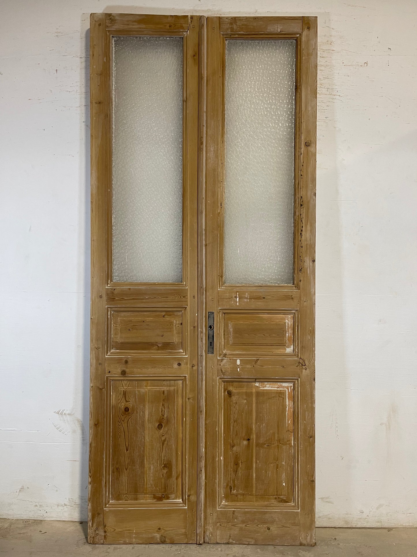 Antique French panel doors with glass (102x44) L188
