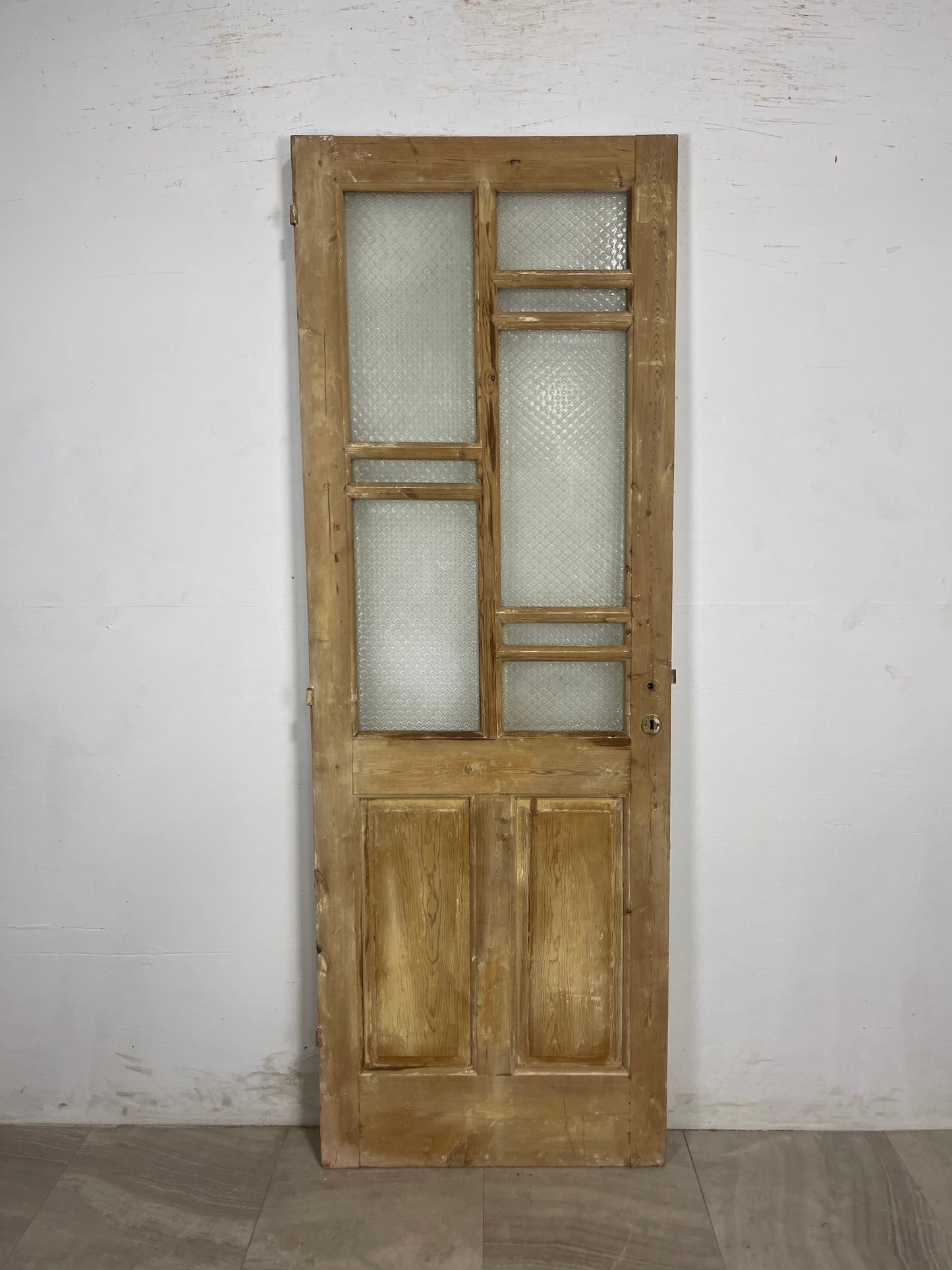 Antique French Panel Door with Glass (84.5 x 29.75) N188