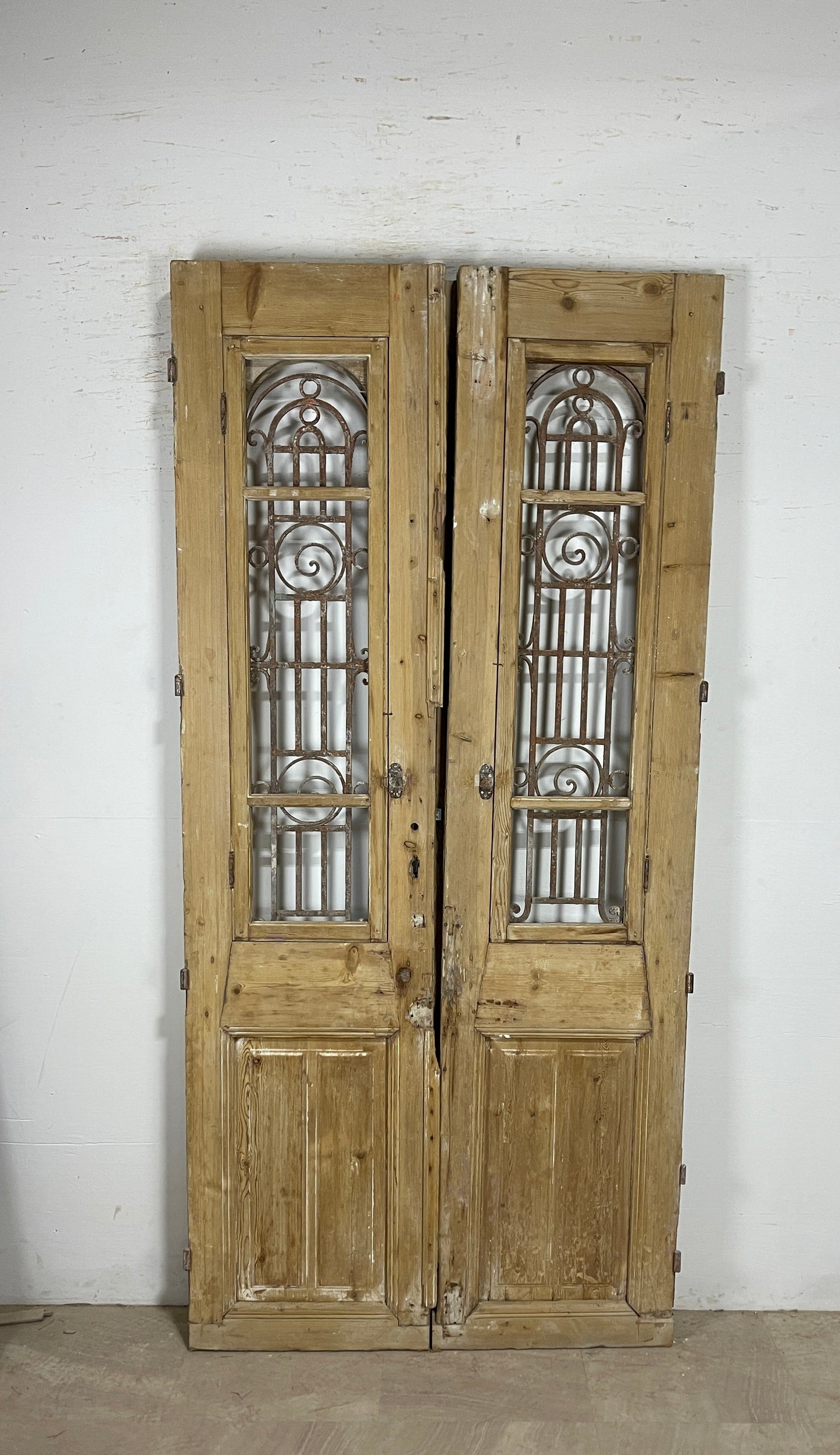 Antique French panel doors with Metal (94 x 45) P64
