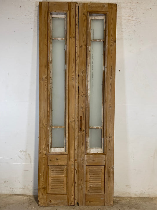 Antique French panel doors with glass (95x35.75) L184