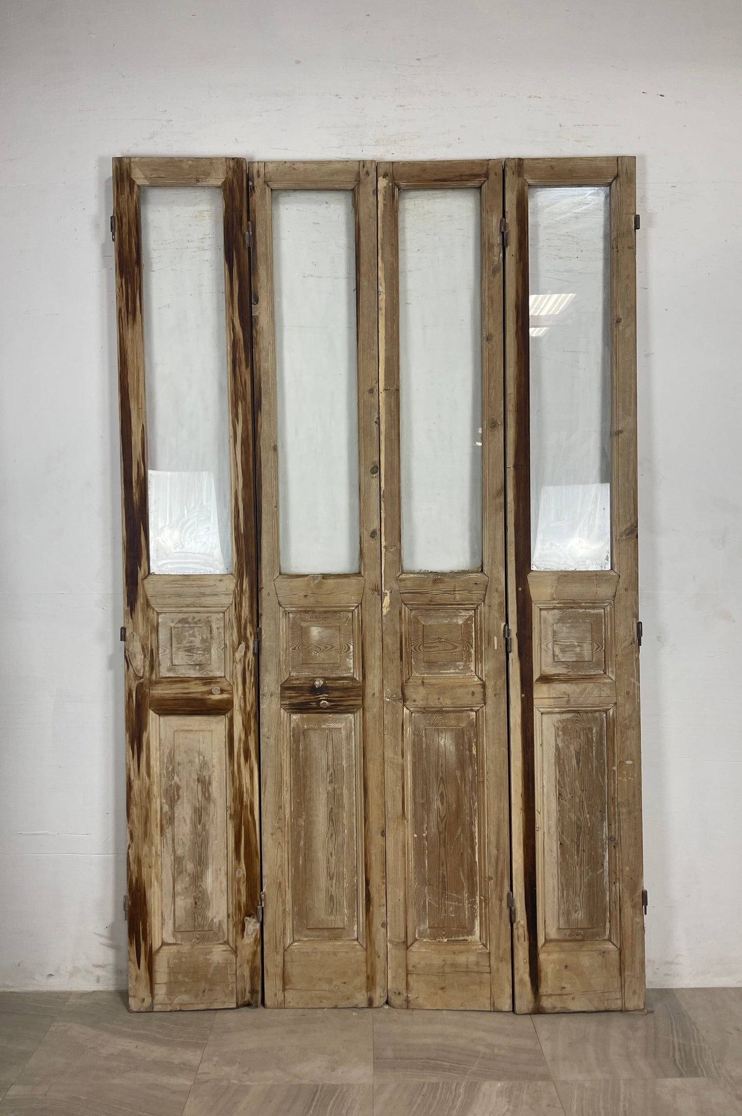 Antique French Panel Doors with glass (97.75 x 59.5) N153