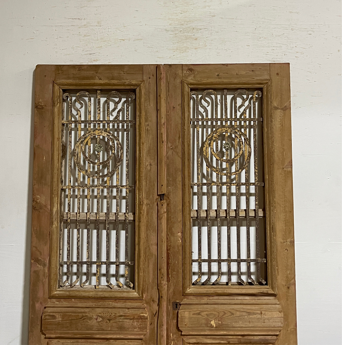 Antique French panel doors with Metal (87 x 55) P33
