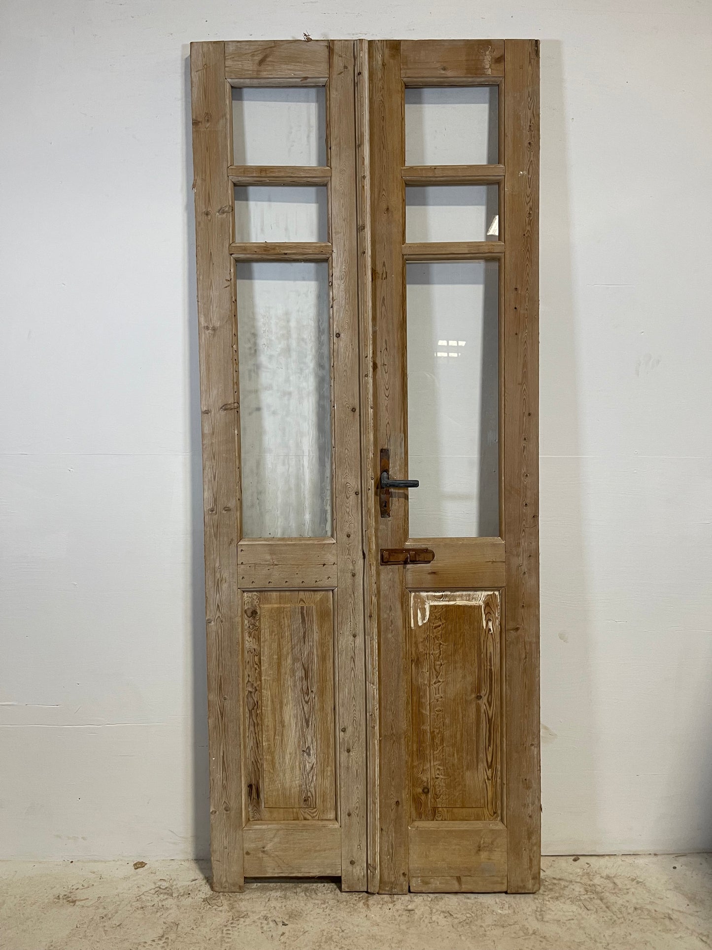 Antique French panel doors with glass (91.25x36.5) L224
