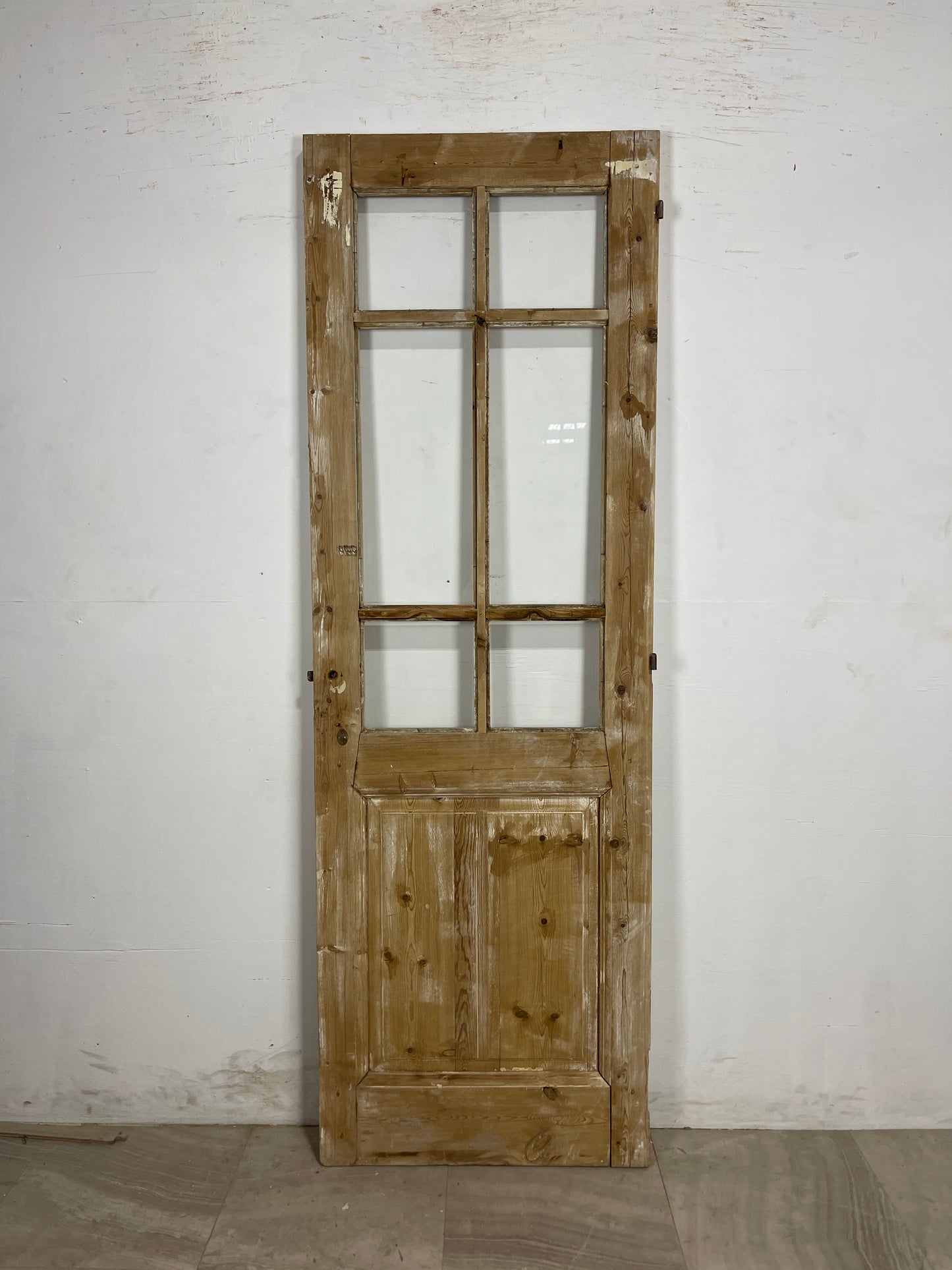 Antique French Panel Door with Glass (84 x 28.25) N180