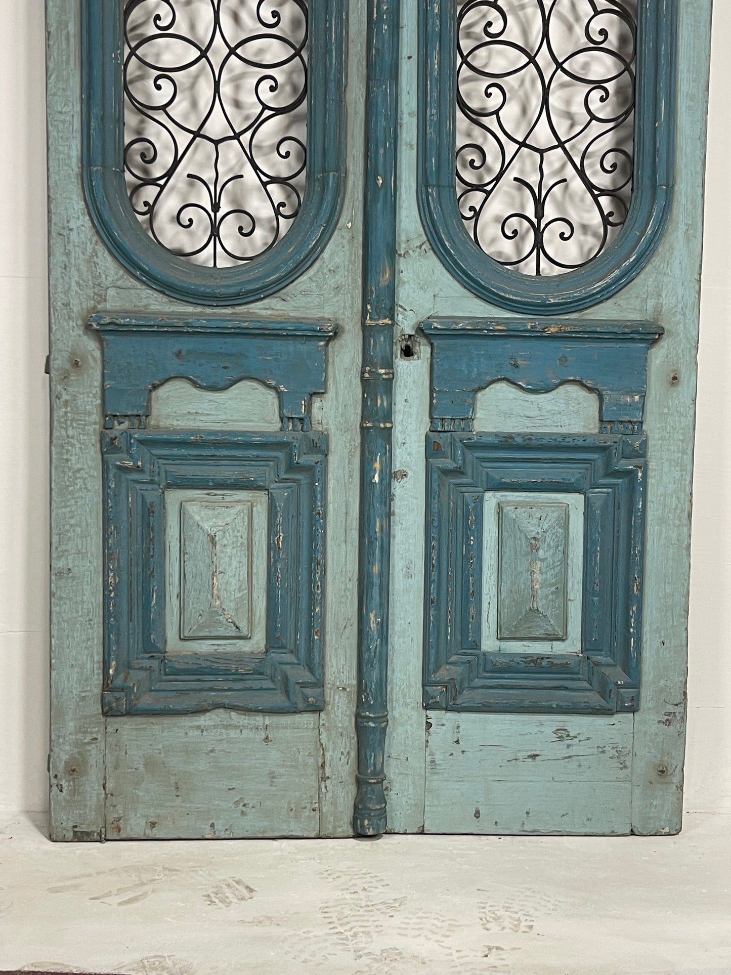 Antique French Panel Doors with Metal (111 x 55) N001