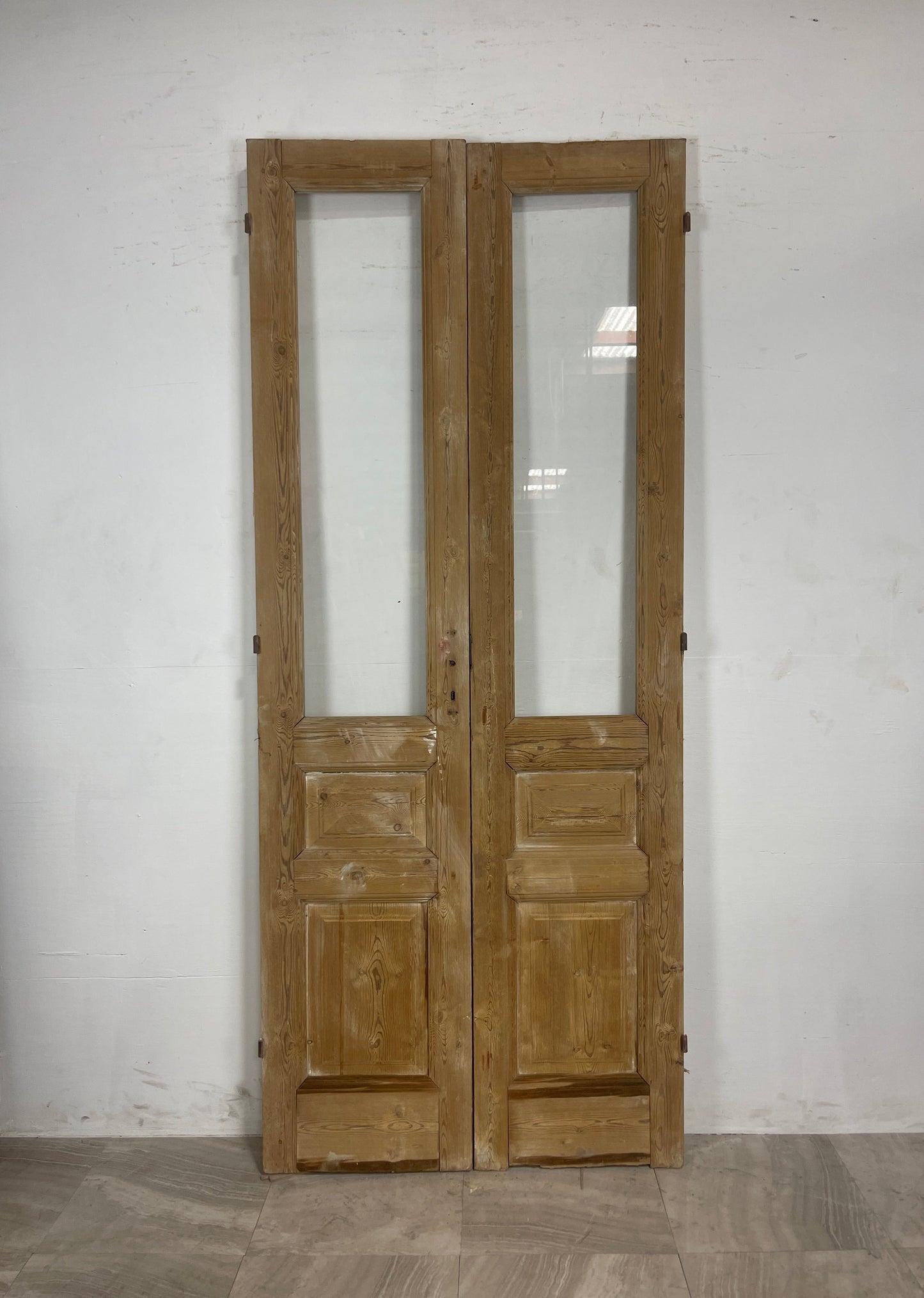 Antique French Panel Doors with Glass (95.25 x 39.5) N034