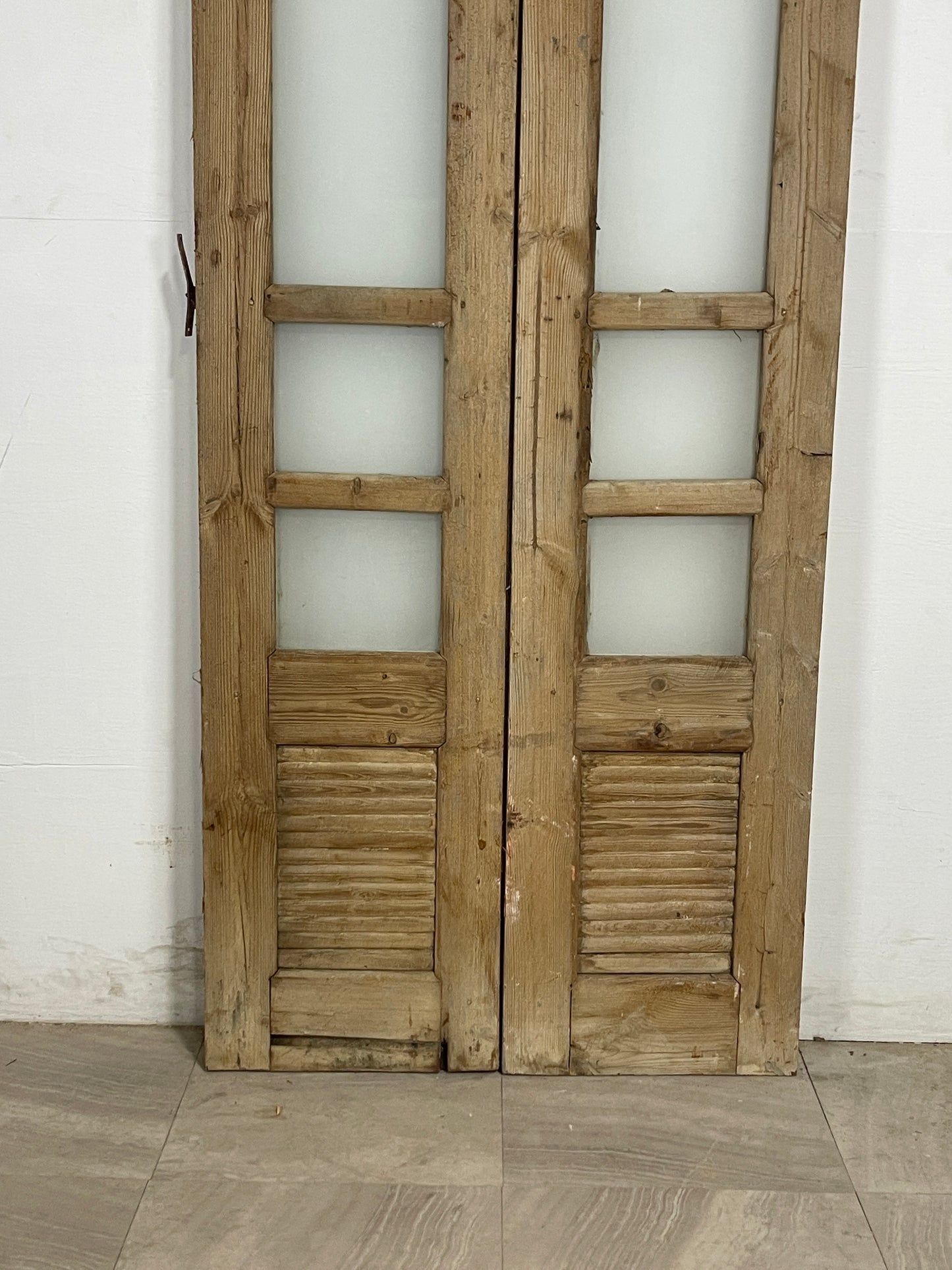 Antique French Panel Doors with Glass (91.75 x 34.5) N227