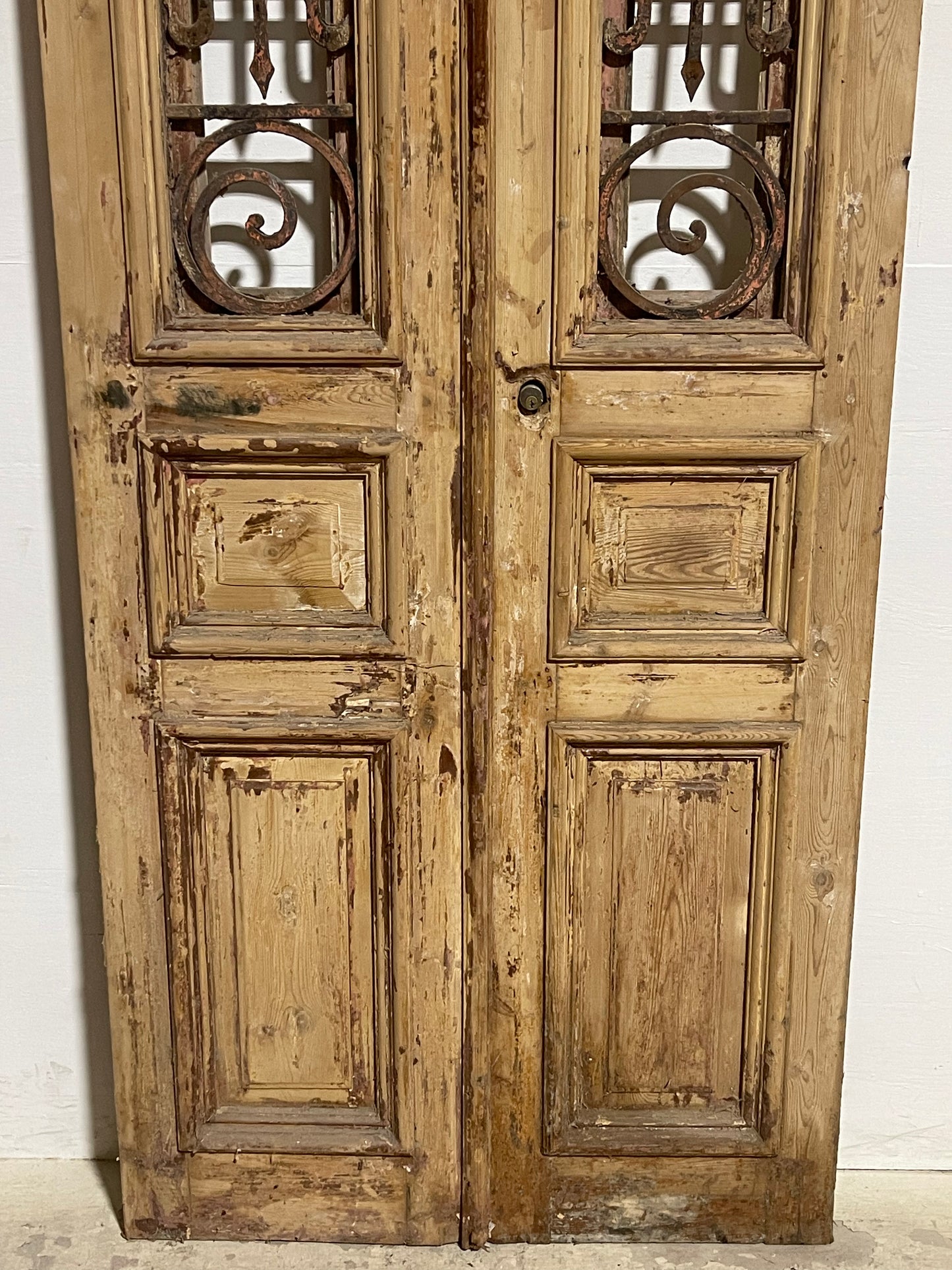 Antique French Panel Doors with Metal (96x36.25) K104