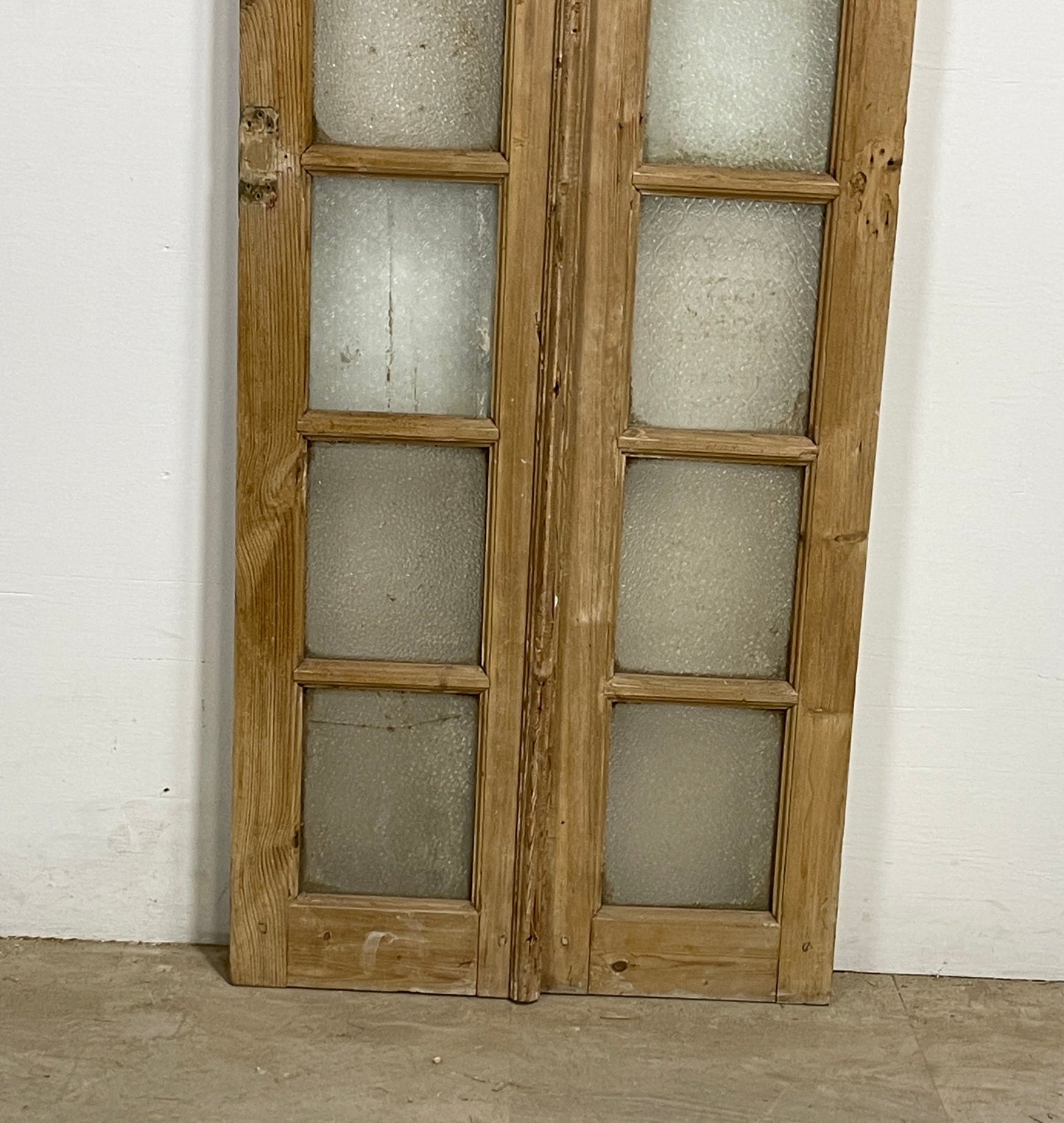 Antique French panel arched doors with Glass (89.5 x 27.5) P11