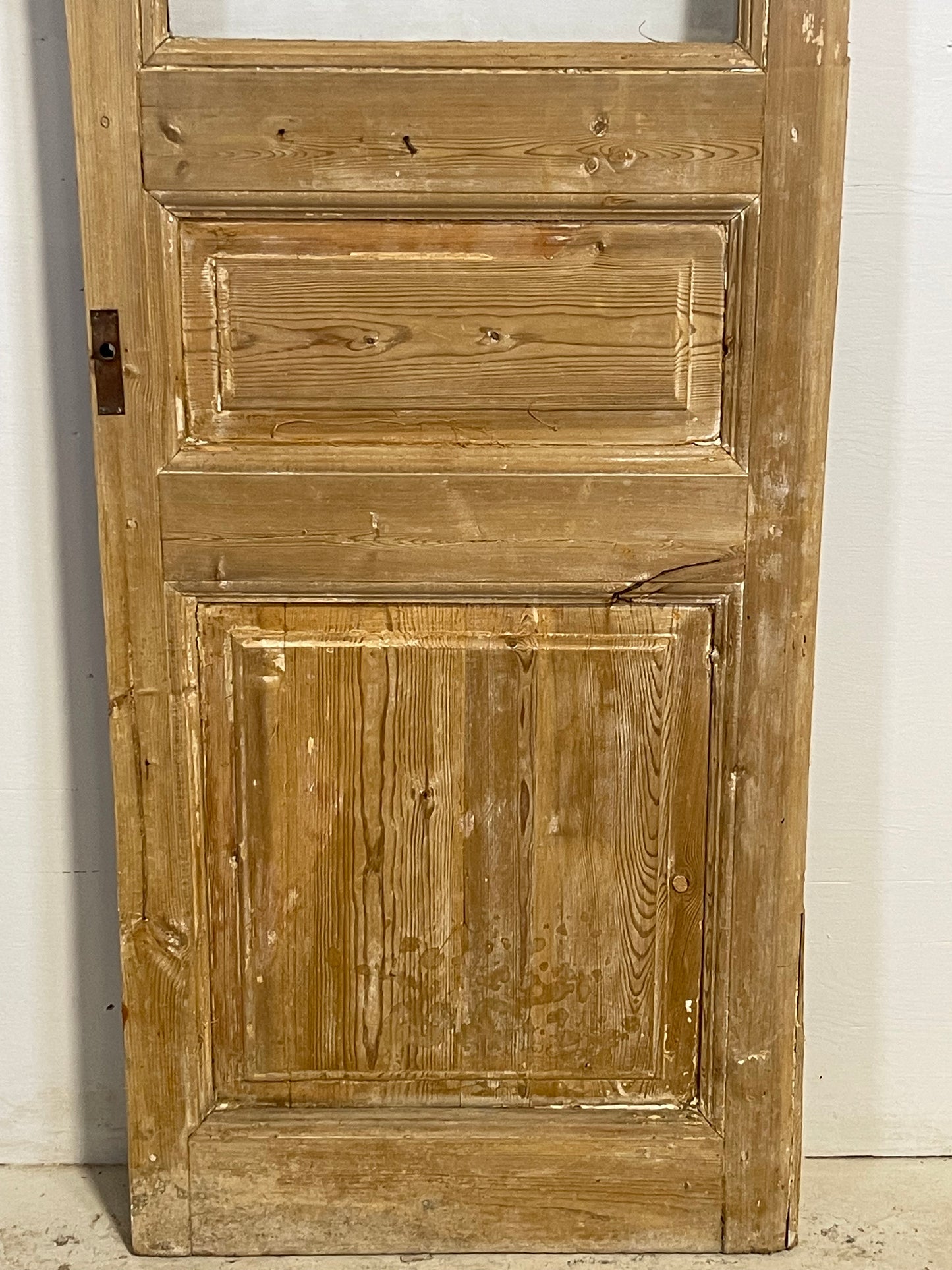 Antique French Panel Door with Glass (90.5x26.75) L252