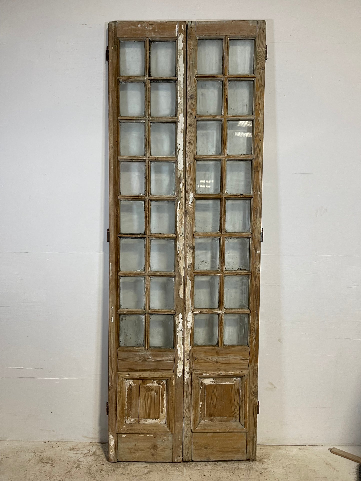Antique French panel doors with glass (99.5x34.5) L229