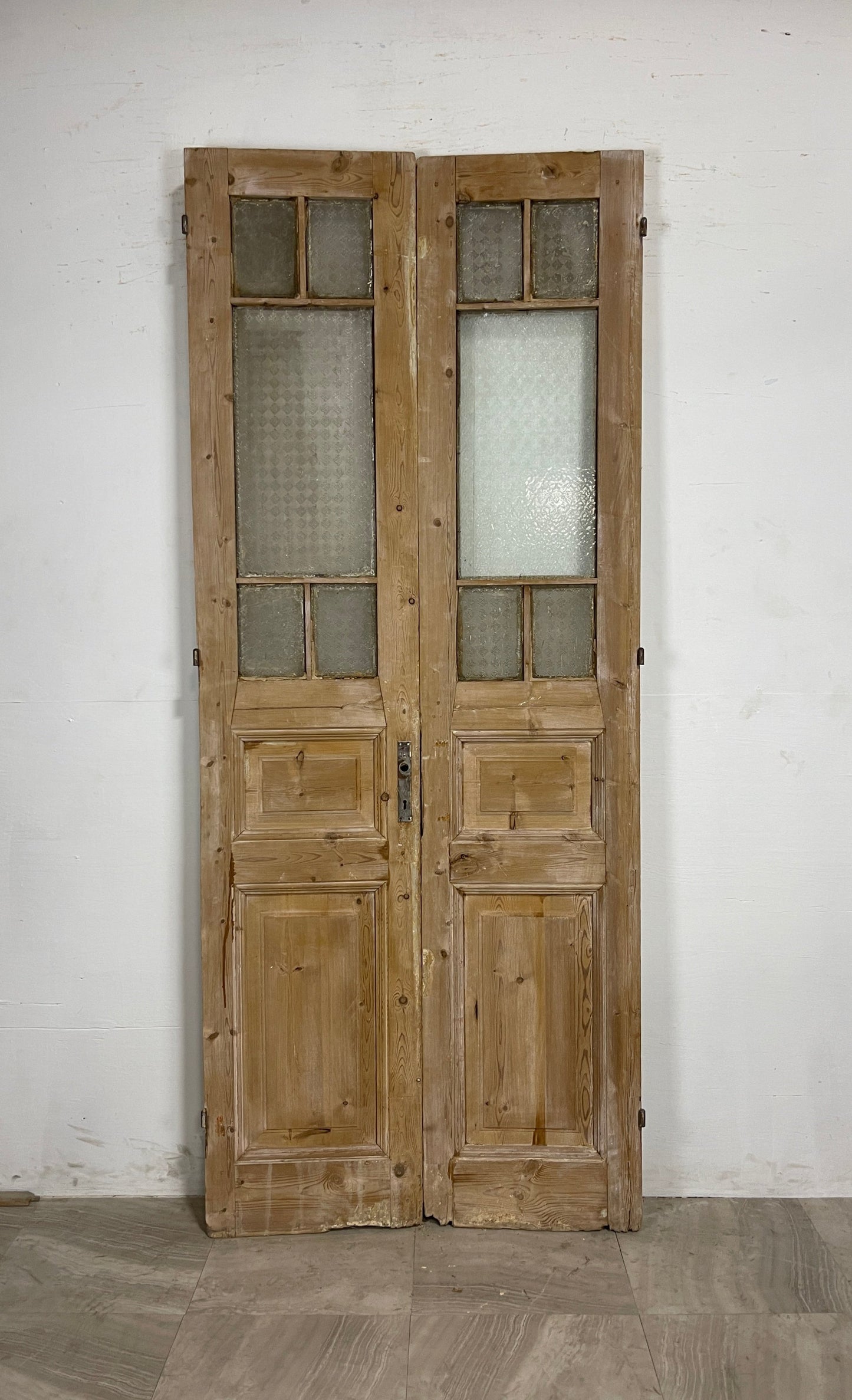 Antique French Panel Doors with Glass (96 x 39.5) N051