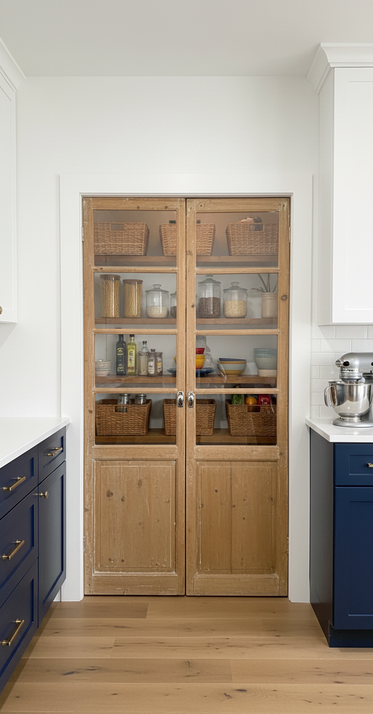 Antique French panel doors with Glass (85x44) P170