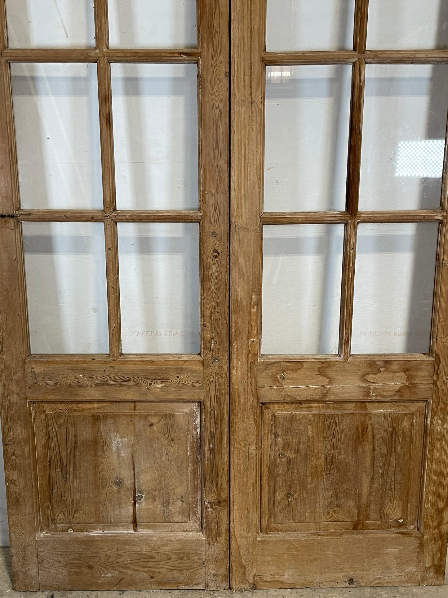 Antique French Panel Door with Glass (92.25x50.25) K313