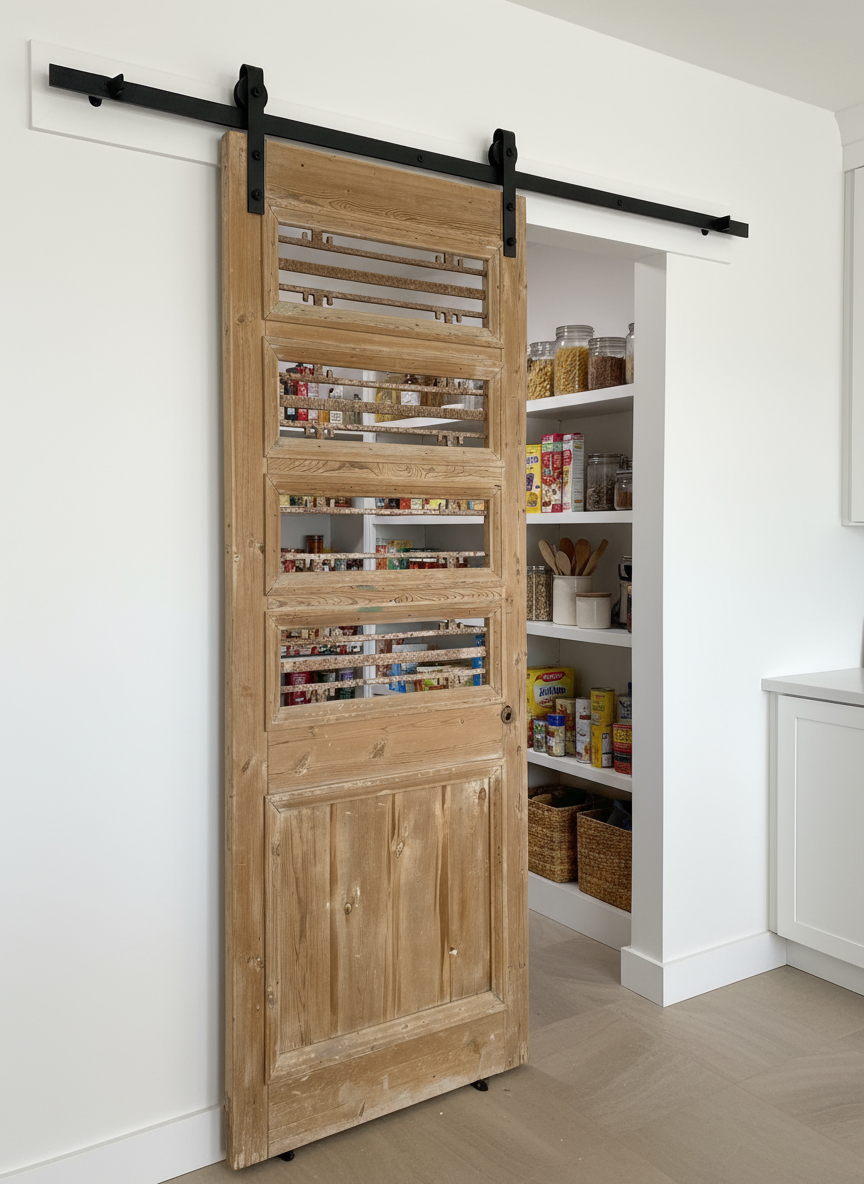 Antique French panel doors with Metal (83.5x37.5)P80