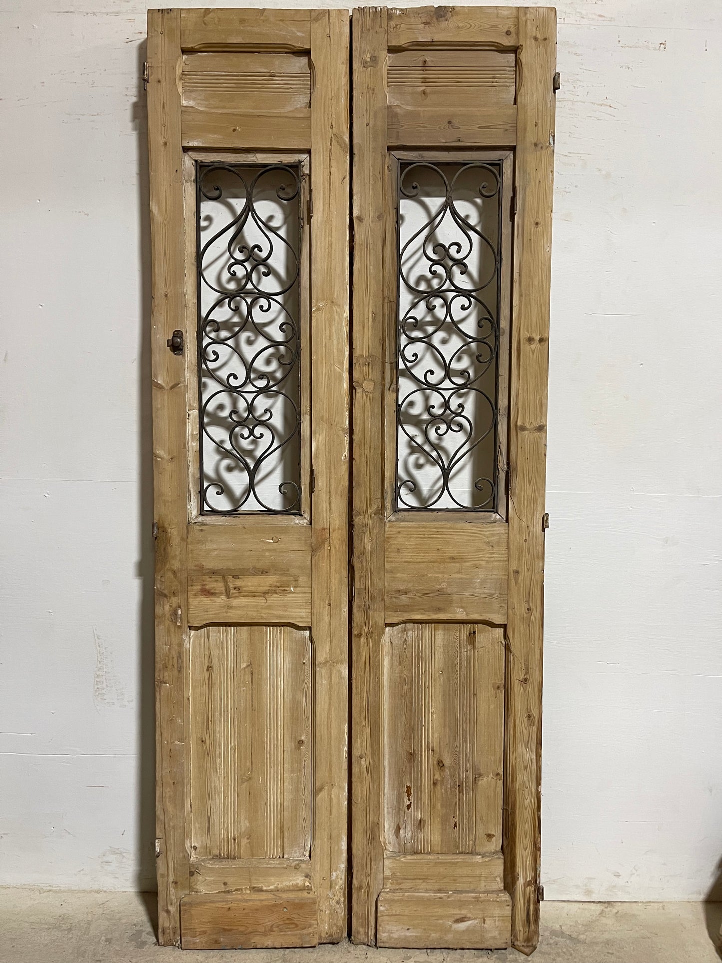Antique French Panel Doors with Metal (94.75x40) K108