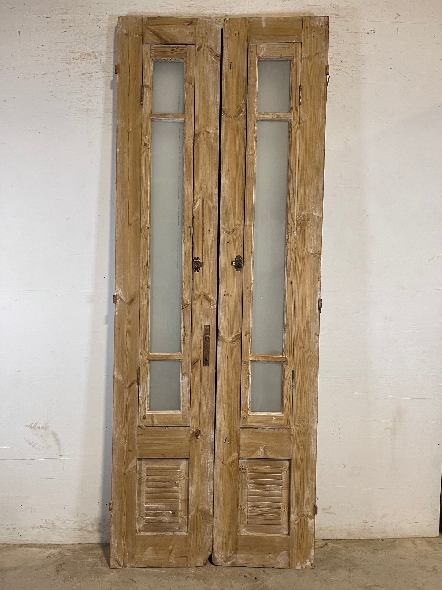 Antique French panel doors with glass (95x35.75) L184