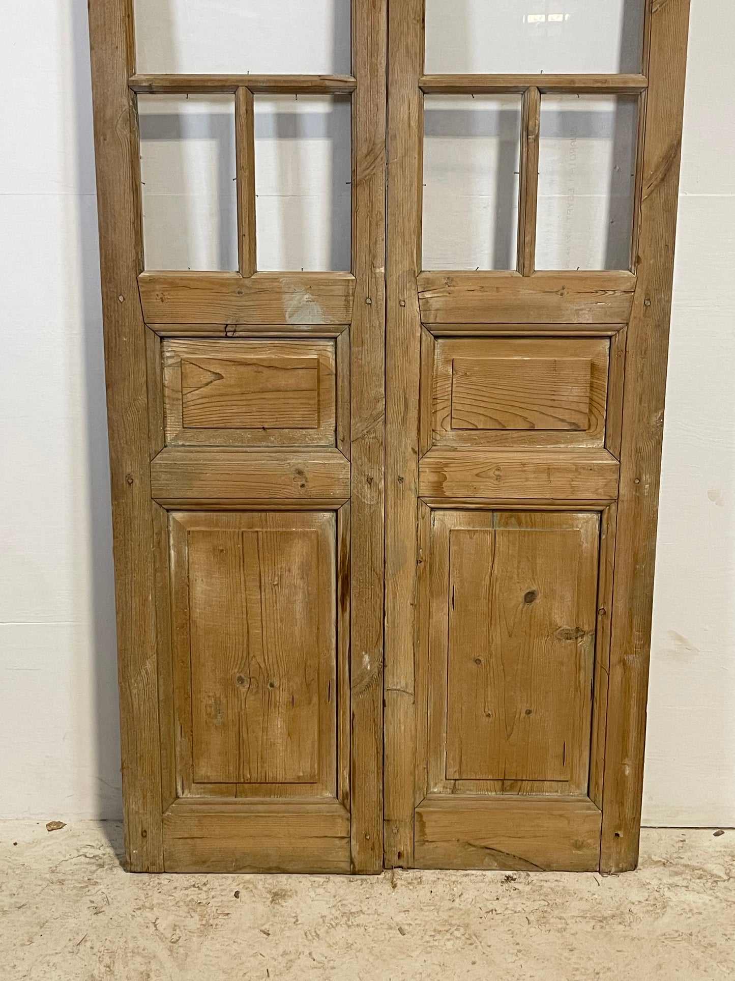 Antique French panel doors with glass (93.5 x 37.5) L222