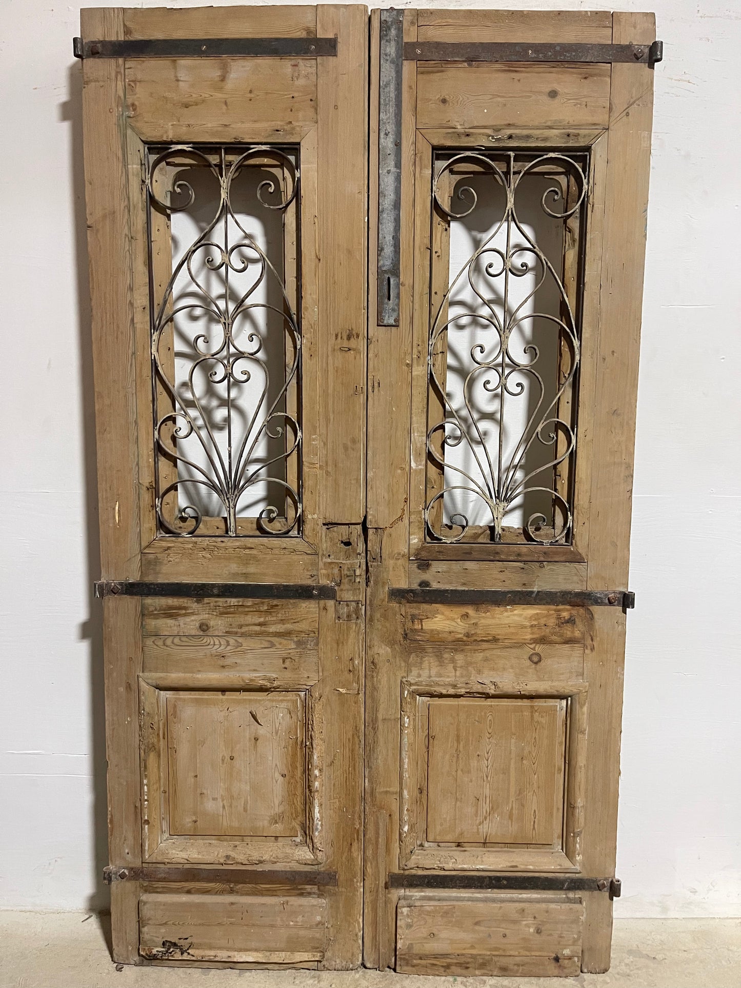 Antique French Panel Doors with Metal (92x51) K101
