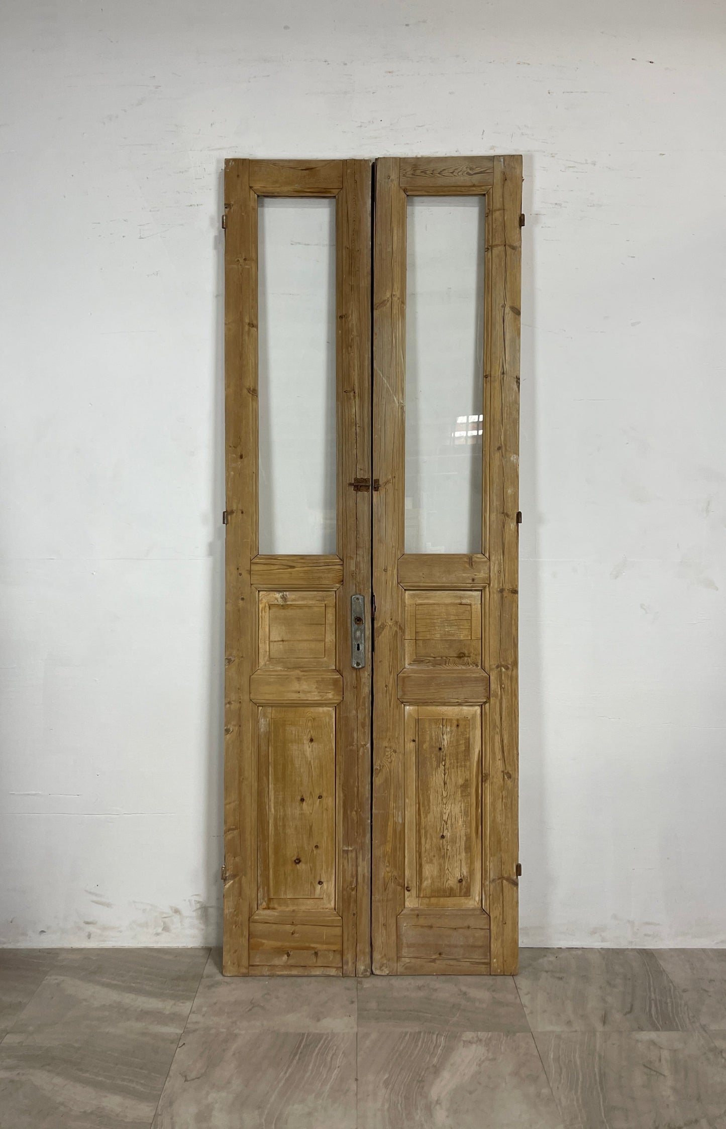 Antique French Panel Doors with Glass   (94.5 x 34)   N038