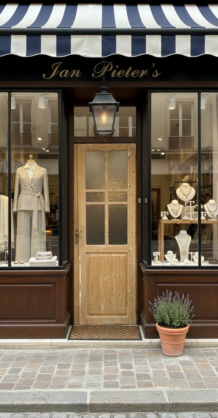 Antique French panel single door with glass (83x26.25) P204