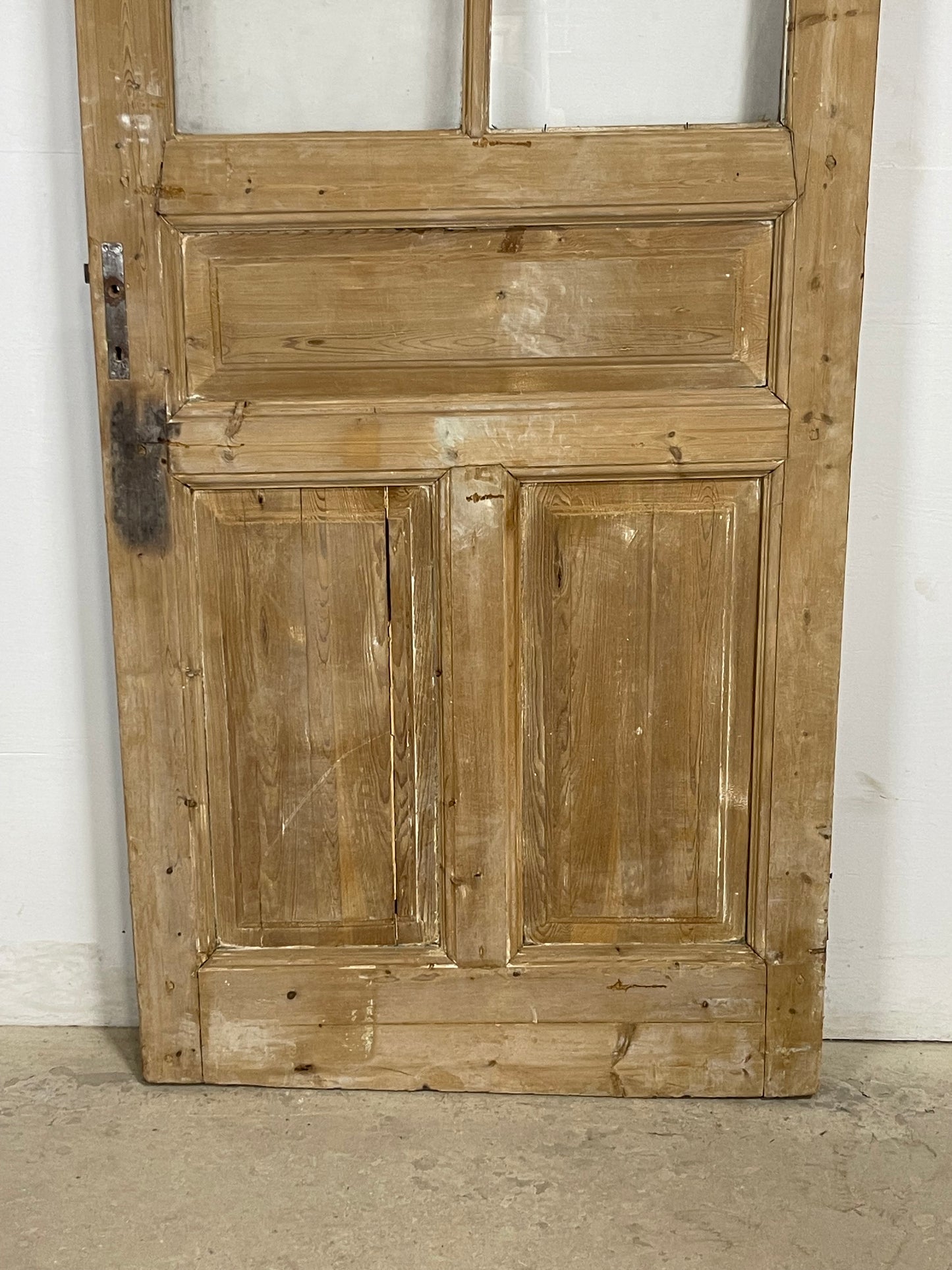 Antique French Panel Door with Glass (95.5 x 36.25) M233 funhouse door