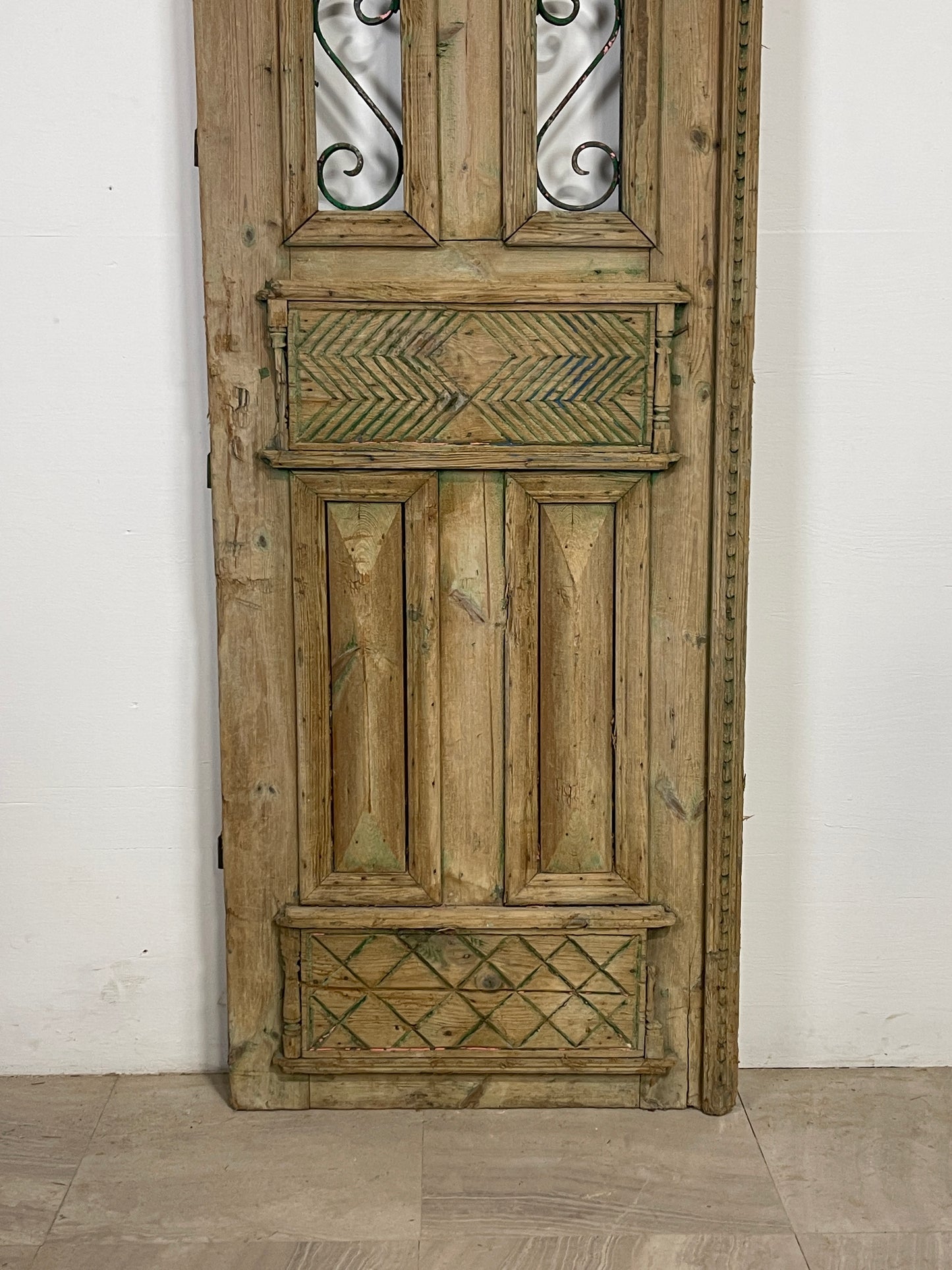 Antique French panel single door with Metal (94.75x27.75) O101