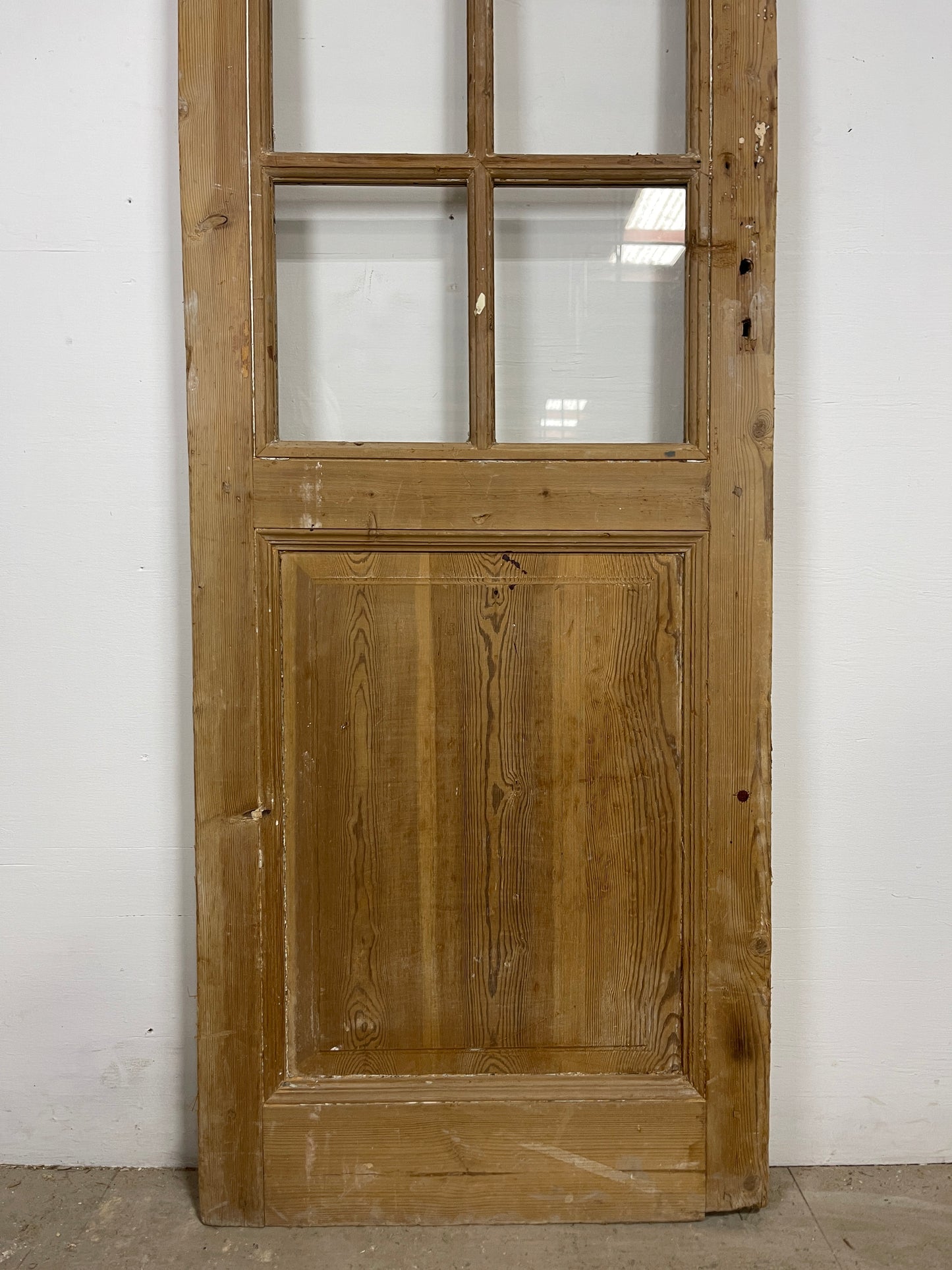 Antique French Panel Door - Single with glass (93.75x27.5) O283