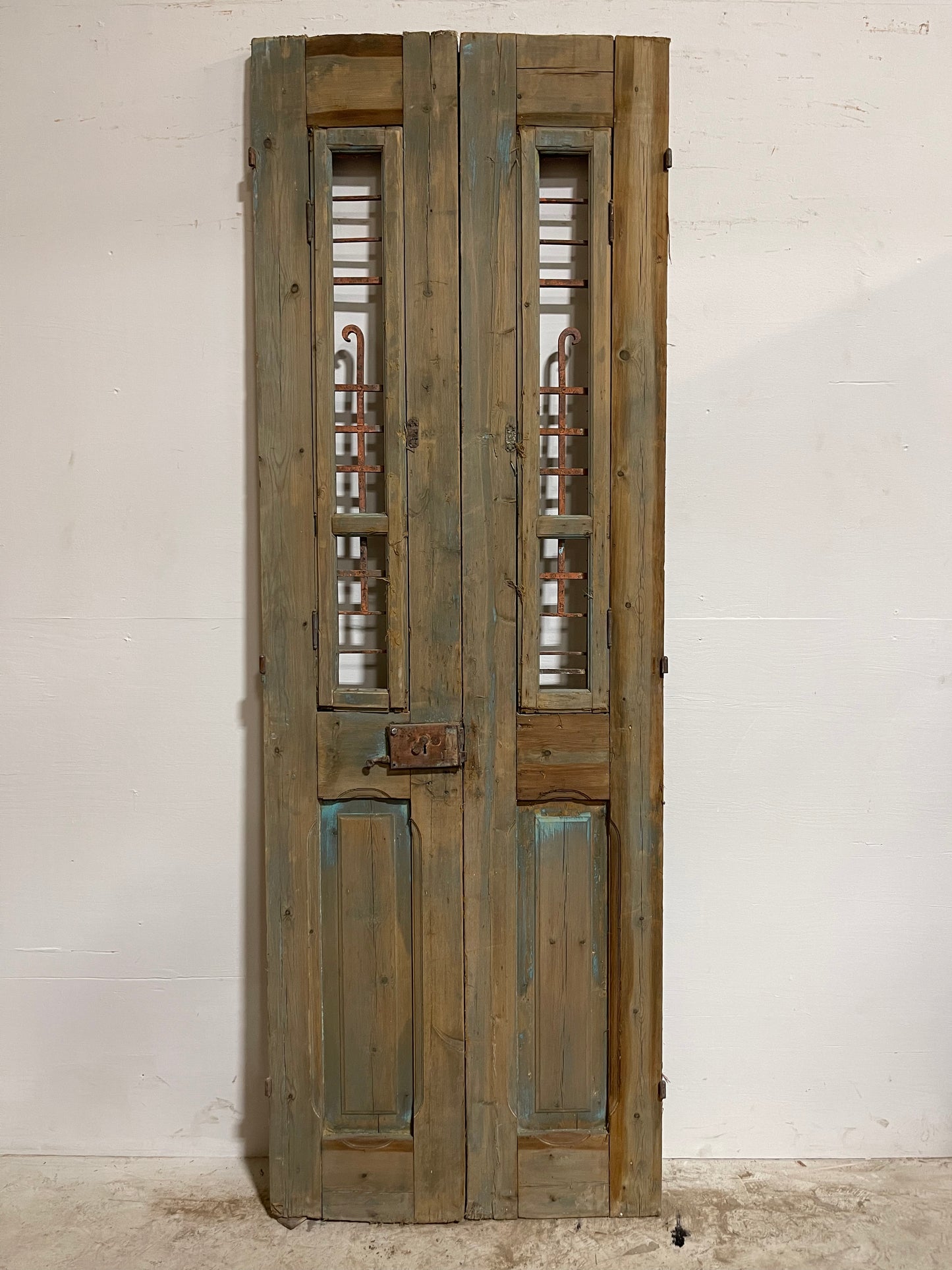 Antique French Panel Doors with metal (92.25x32) J112
